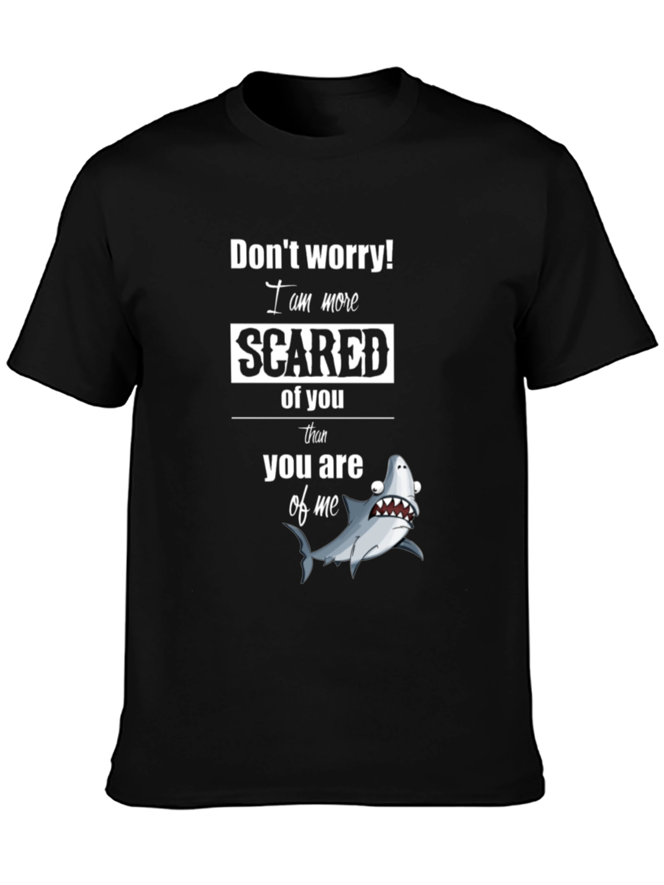 Scared Shark Graphic Tee - Humorous Novelty Shirt