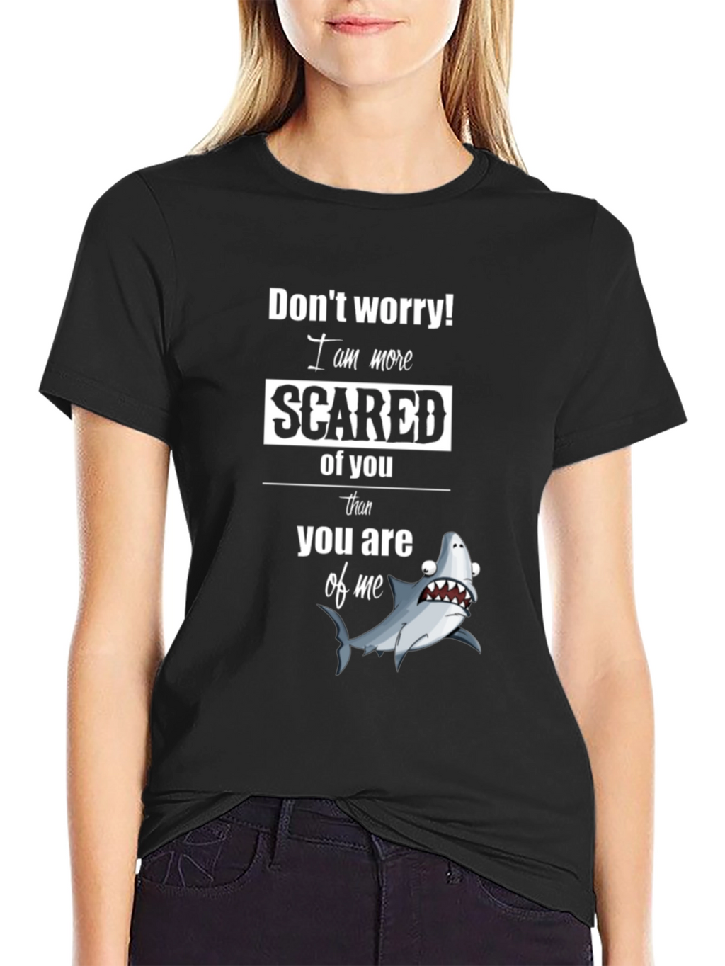 Scared Shark Graphic Tee - Humorous Novelty Shirt