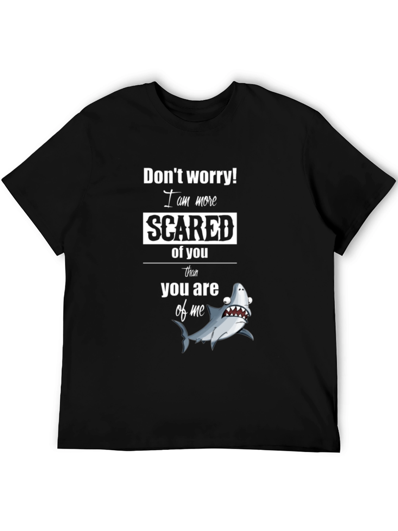 Scared Shark Graphic Tee - Humorous Novelty Shirt