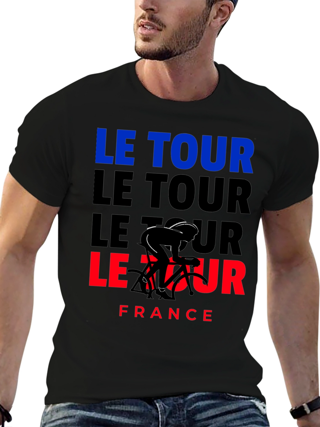 Le Tour France Cycling T-Shirt - Black Graphic Tee