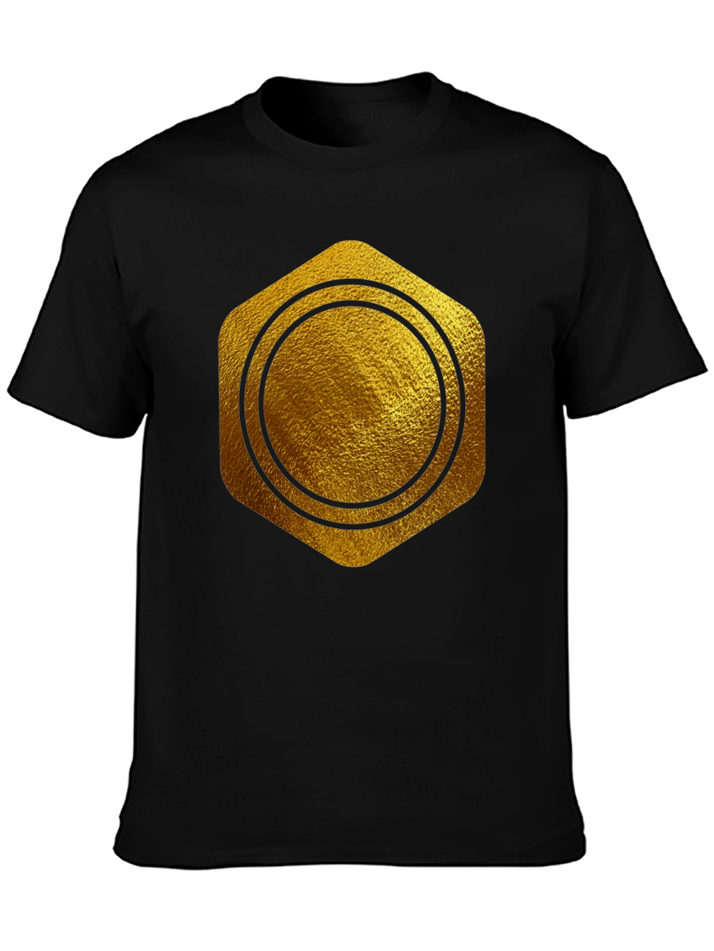 Gold Hexagon Circle Graphic T-Shirt - Stylish Casual Wear