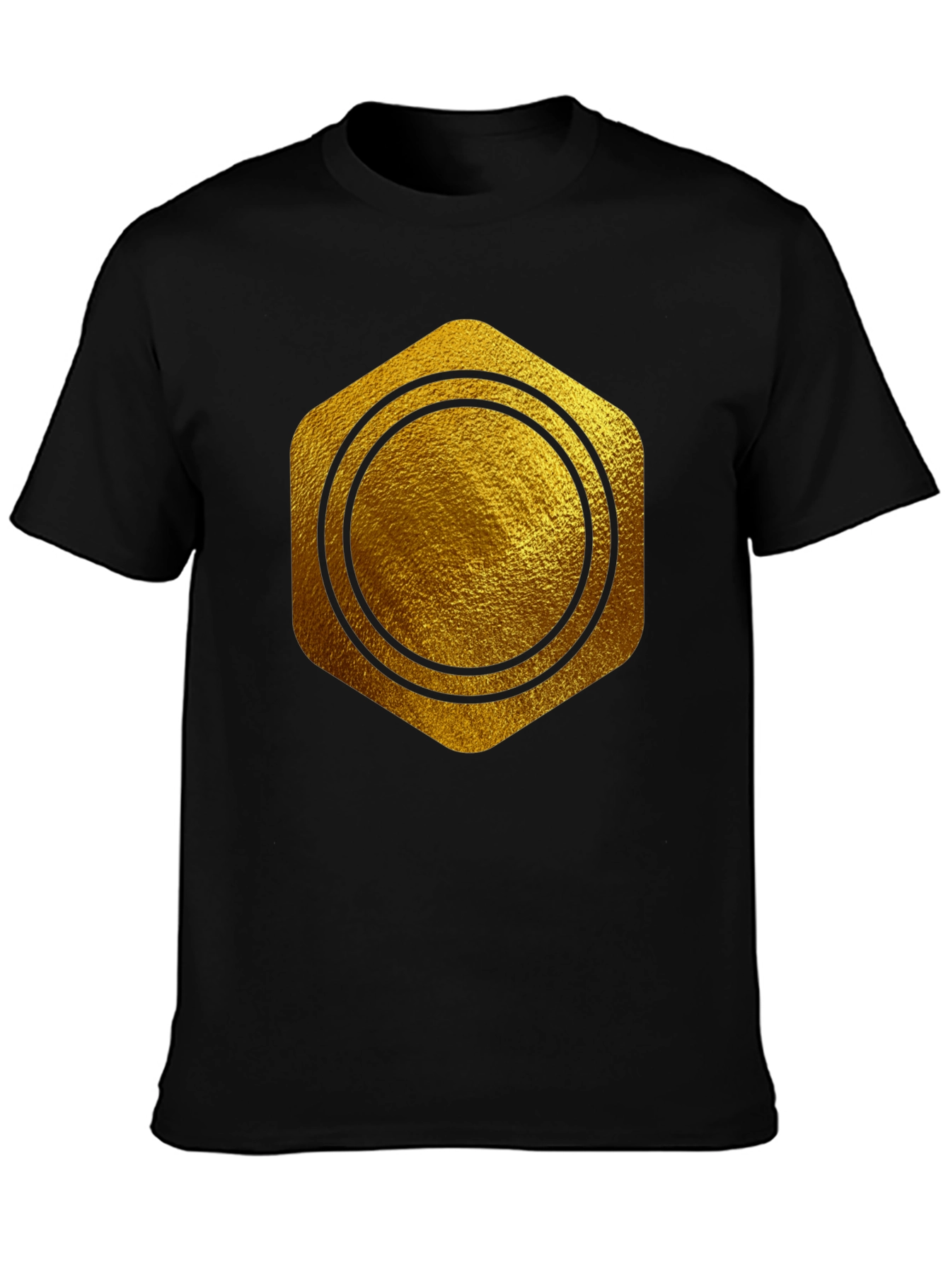 Gold Hexagon Circle Graphic T-Shirt - Stylish Casual Wear