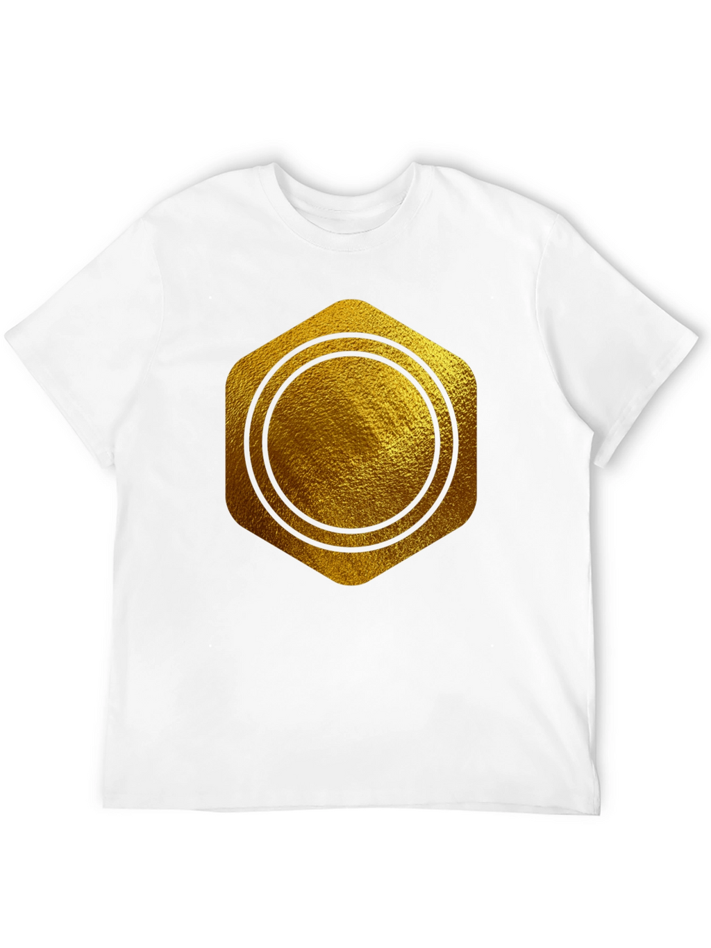 Gold Hexagon Circle Graphic T-Shirt - Stylish Casual Wear