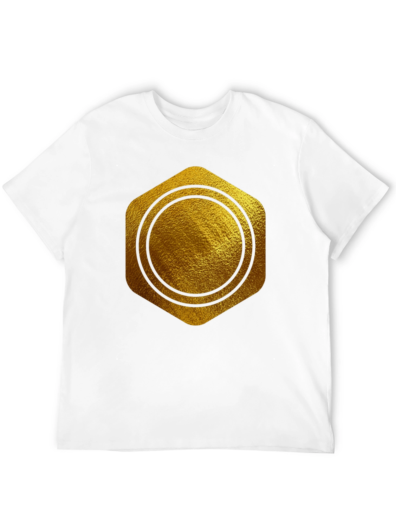 Gold Hexagon Circle Graphic T-Shirt - Stylish Casual Wear