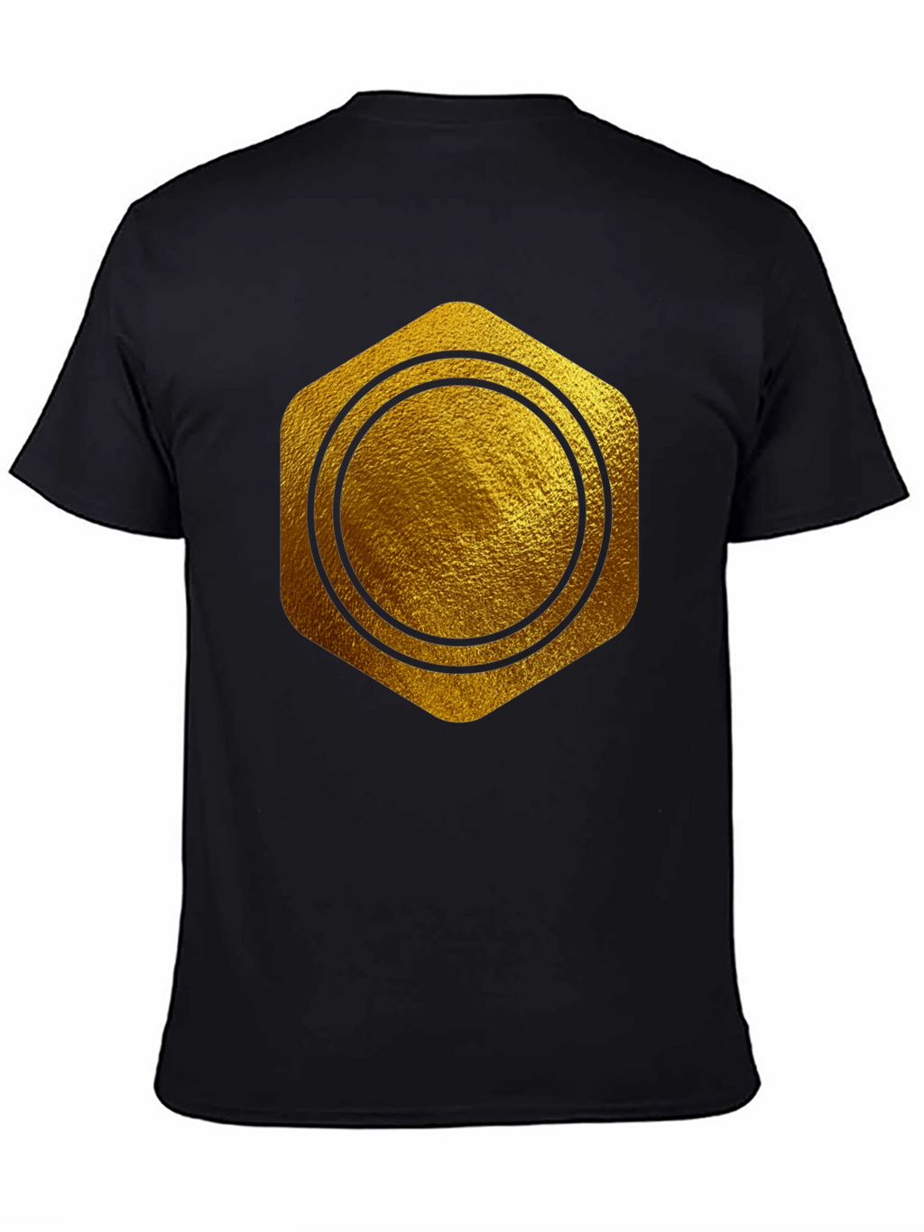Gold Hexagon Circle Graphic T-Shirt - Stylish Casual Wear