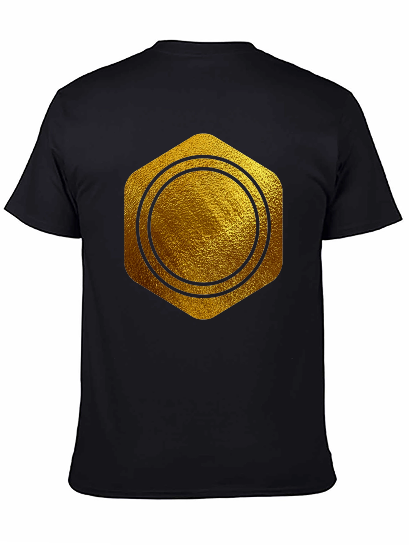 Gold Hexagon Circle Graphic T-Shirt - Stylish Casual Wear