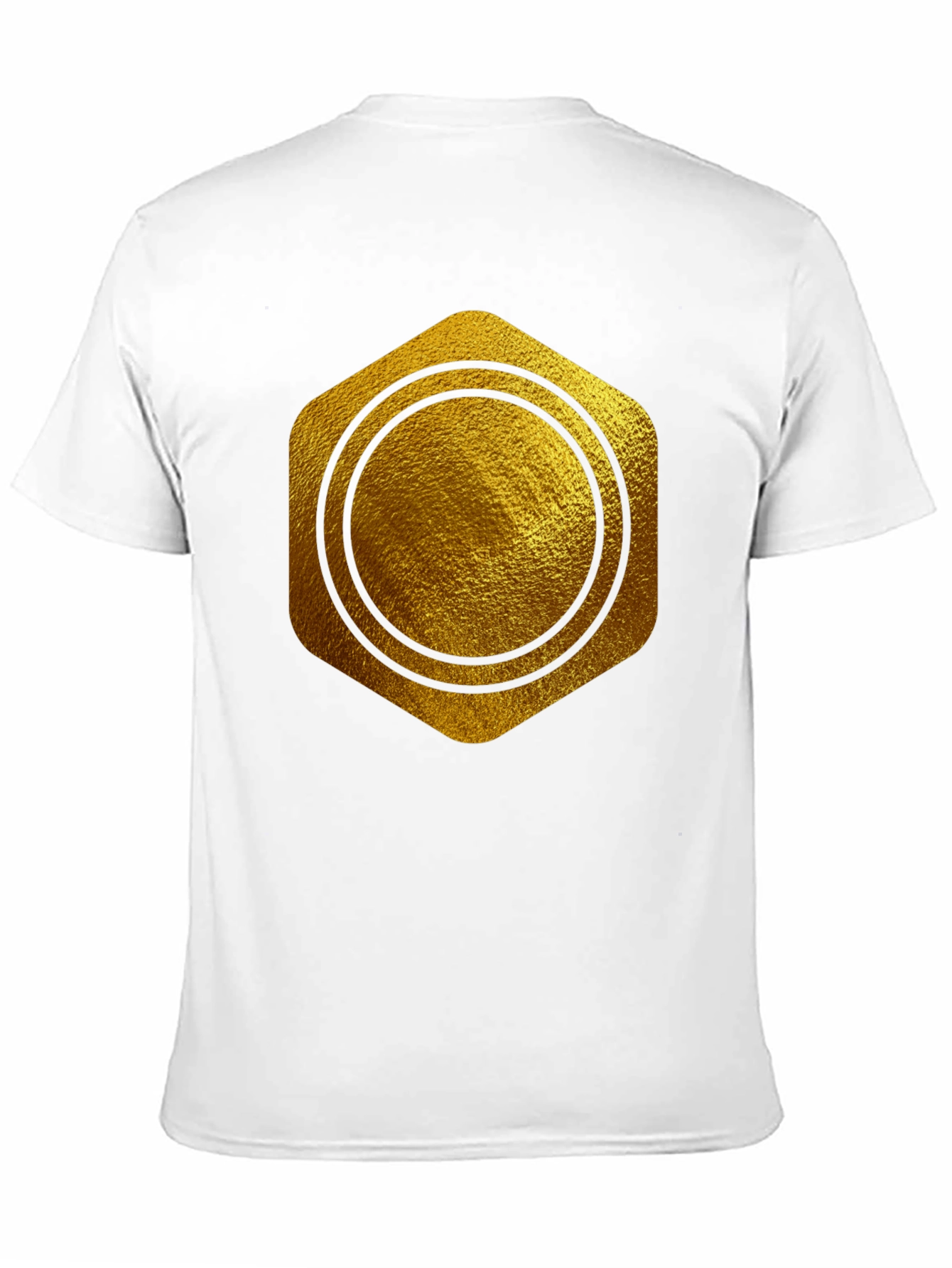 Gold Hexagon Circle Graphic T-Shirt - Stylish Casual Wear