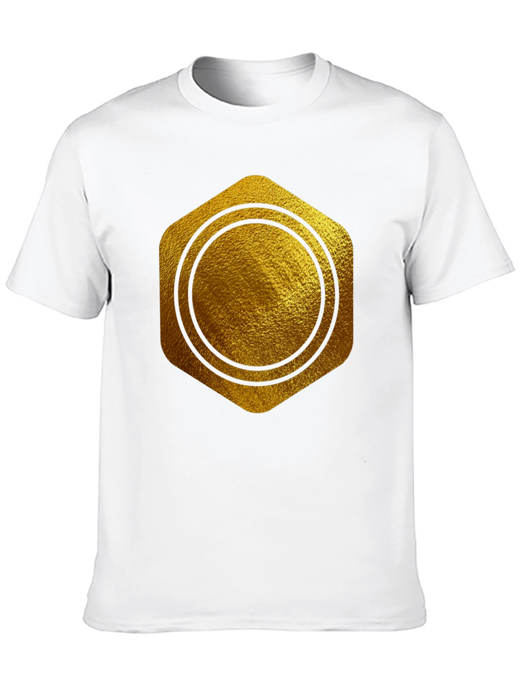 Gold Hexagon Circle Graphic T-Shirt - Stylish Casual Wear