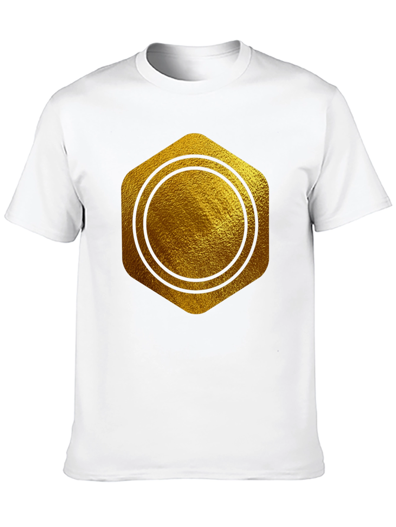 Gold Hexagon Circle Graphic T-Shirt - Stylish Casual Wear