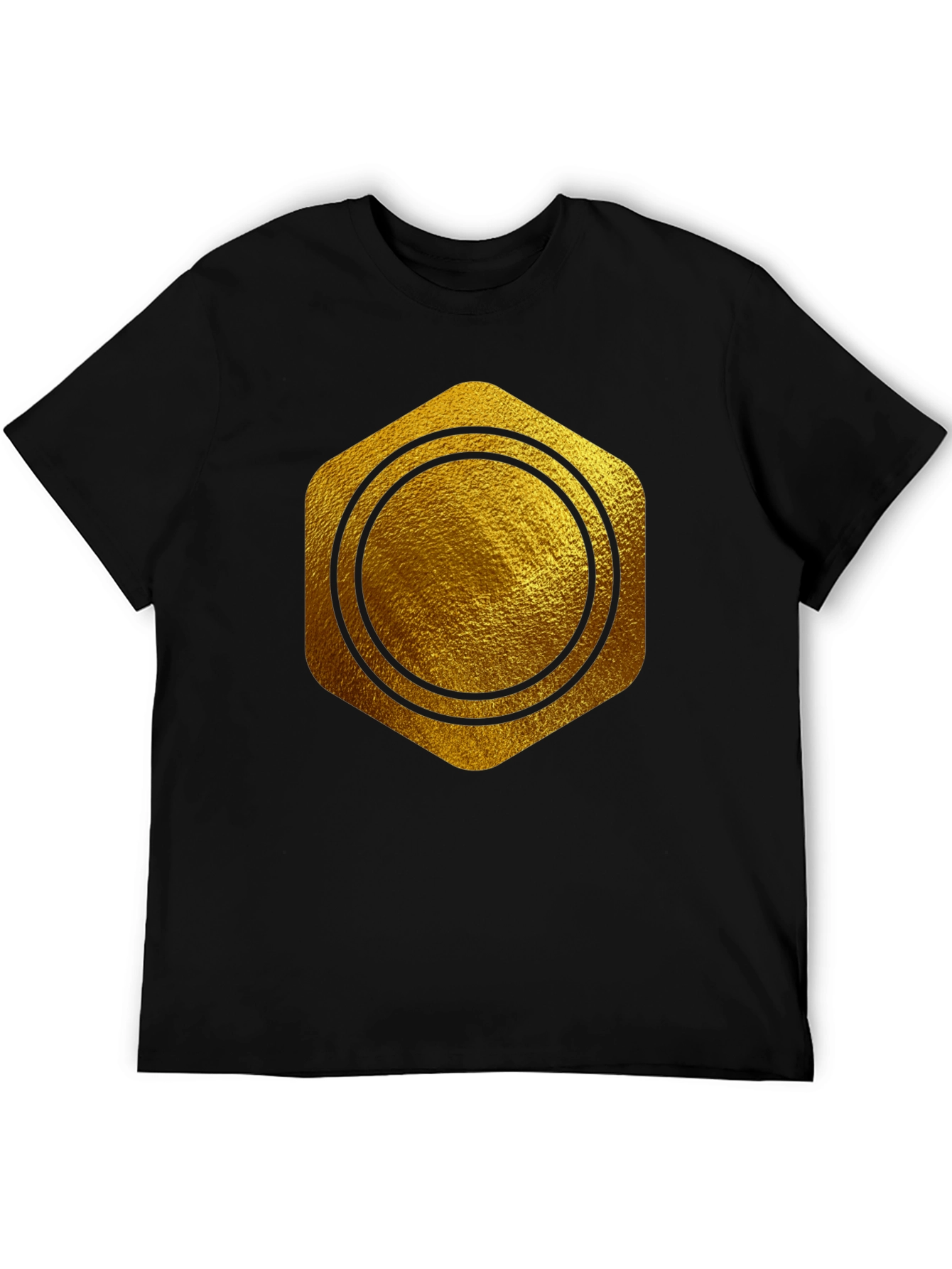 Gold Hexagon Circle Graphic T-Shirt - Stylish Casual Wear
