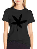 Black T-Shirt with Unique Floral Silhouette