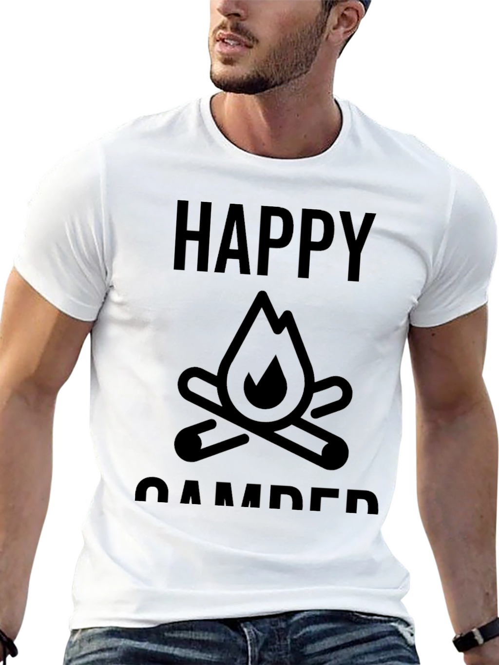 Happy Camper Graphic Tee - Bonfire Design