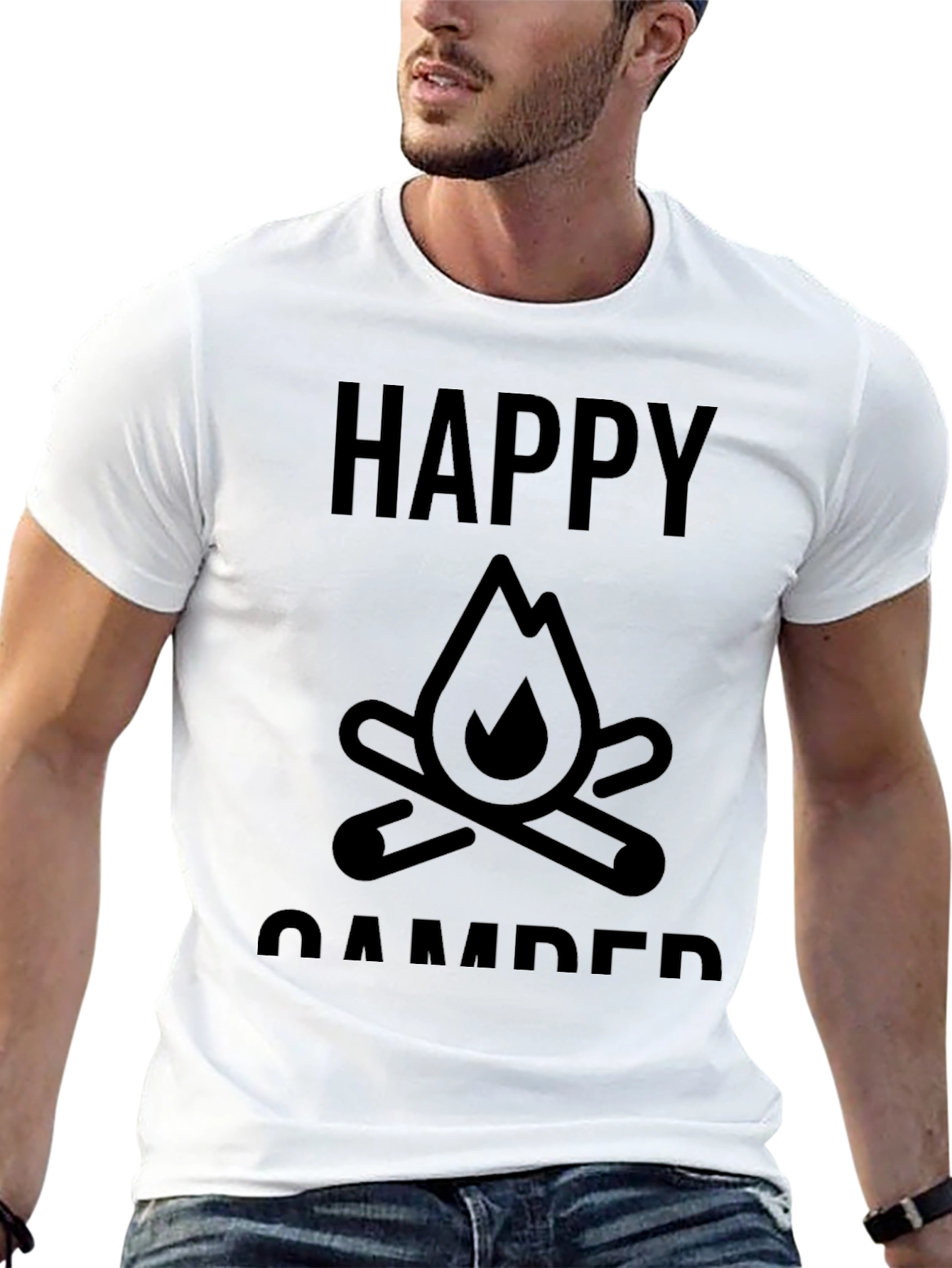 Happy Camper Graphic Tee - Bonfire Design