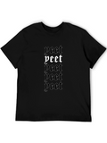 Yeet Gothic Print Black T-Shirt