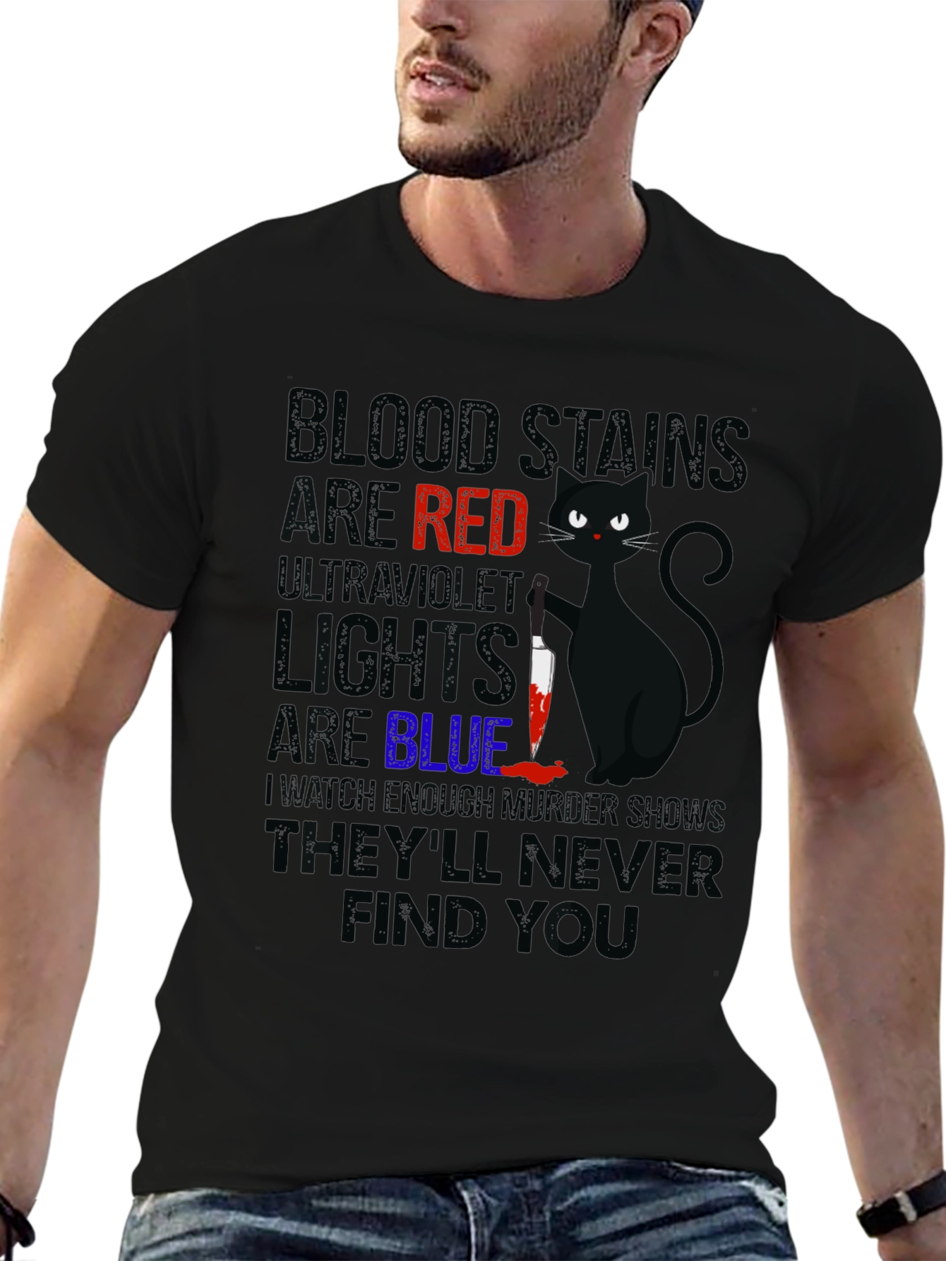 Blood Stains Are Red Black Cat T-Shirt