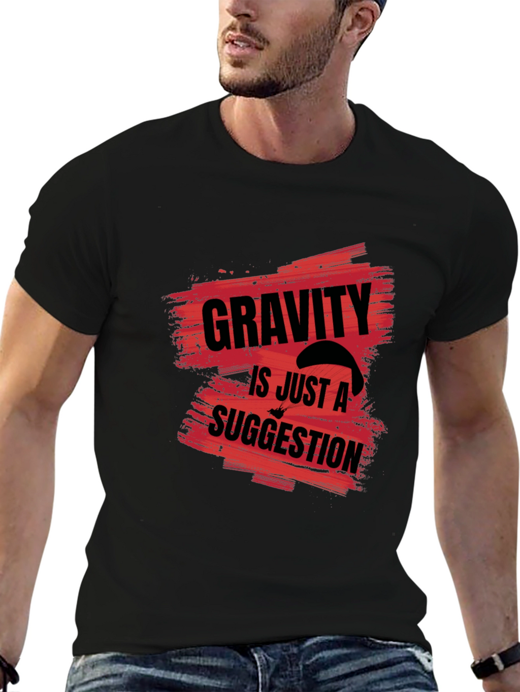 Gravity is Just a Suggestion Black Graphic Tee