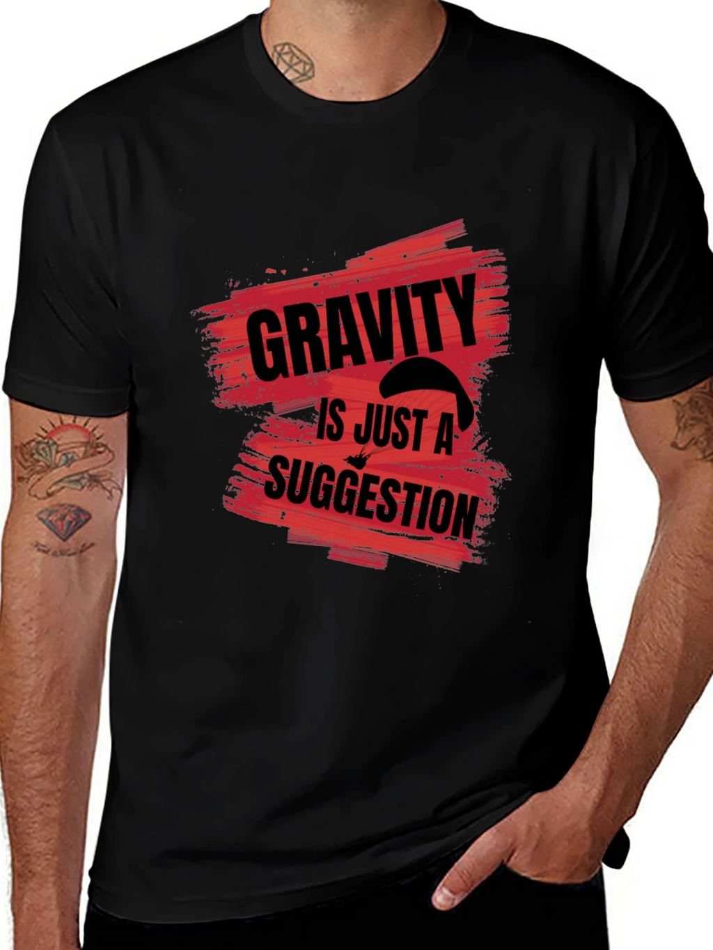 Gravity is Just a Suggestion Black Graphic Tee
