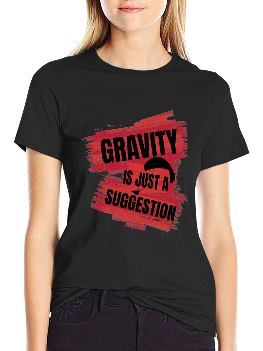 Gravity is Just a Suggestion Black Graphic Tee