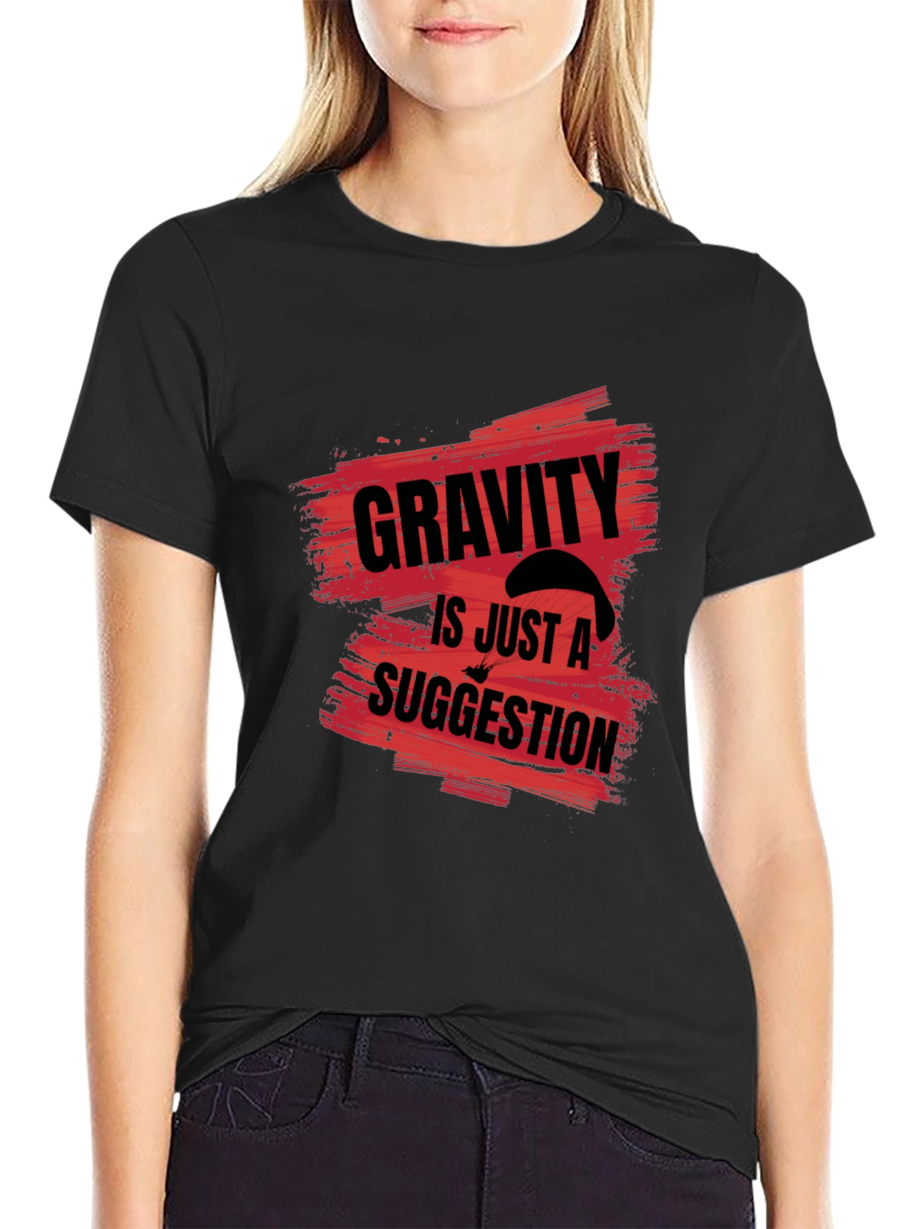 Gravity is Just a Suggestion Black Graphic Tee