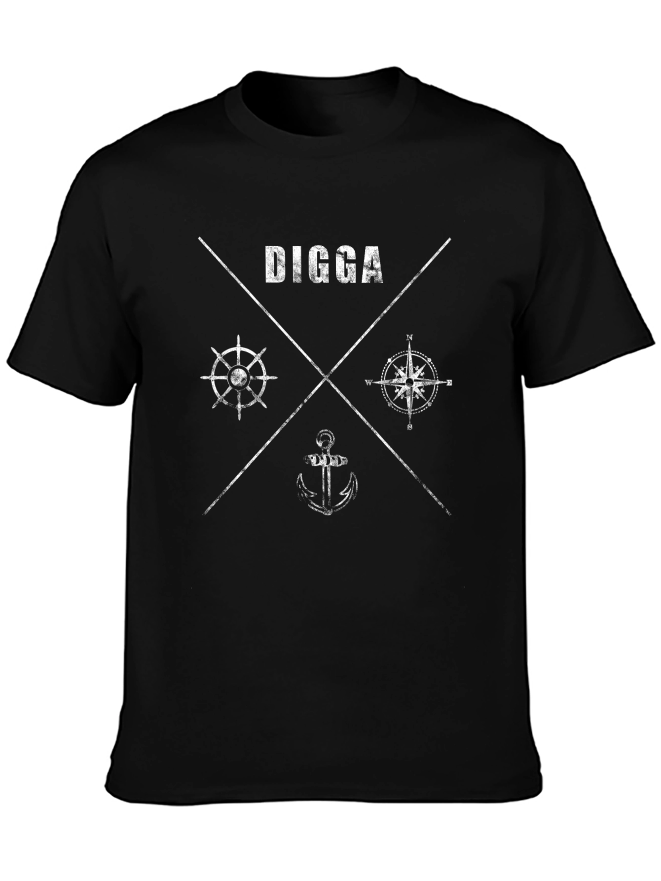 Nautical Digga T-Shirt - Anchor Compass Wheel