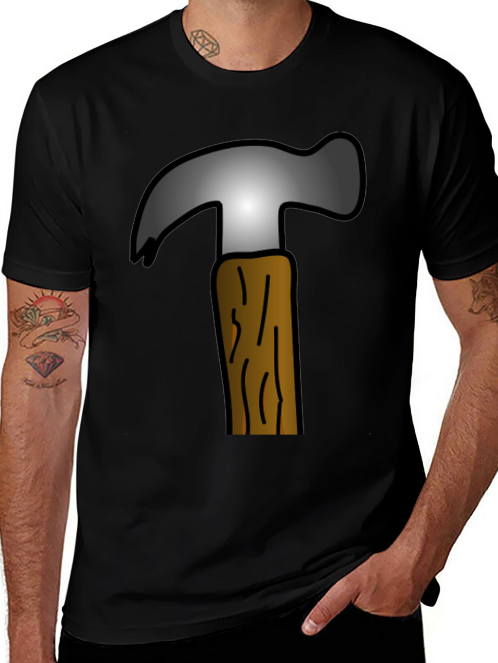 Hammer Graphic Tee - Cartoon Tool Design