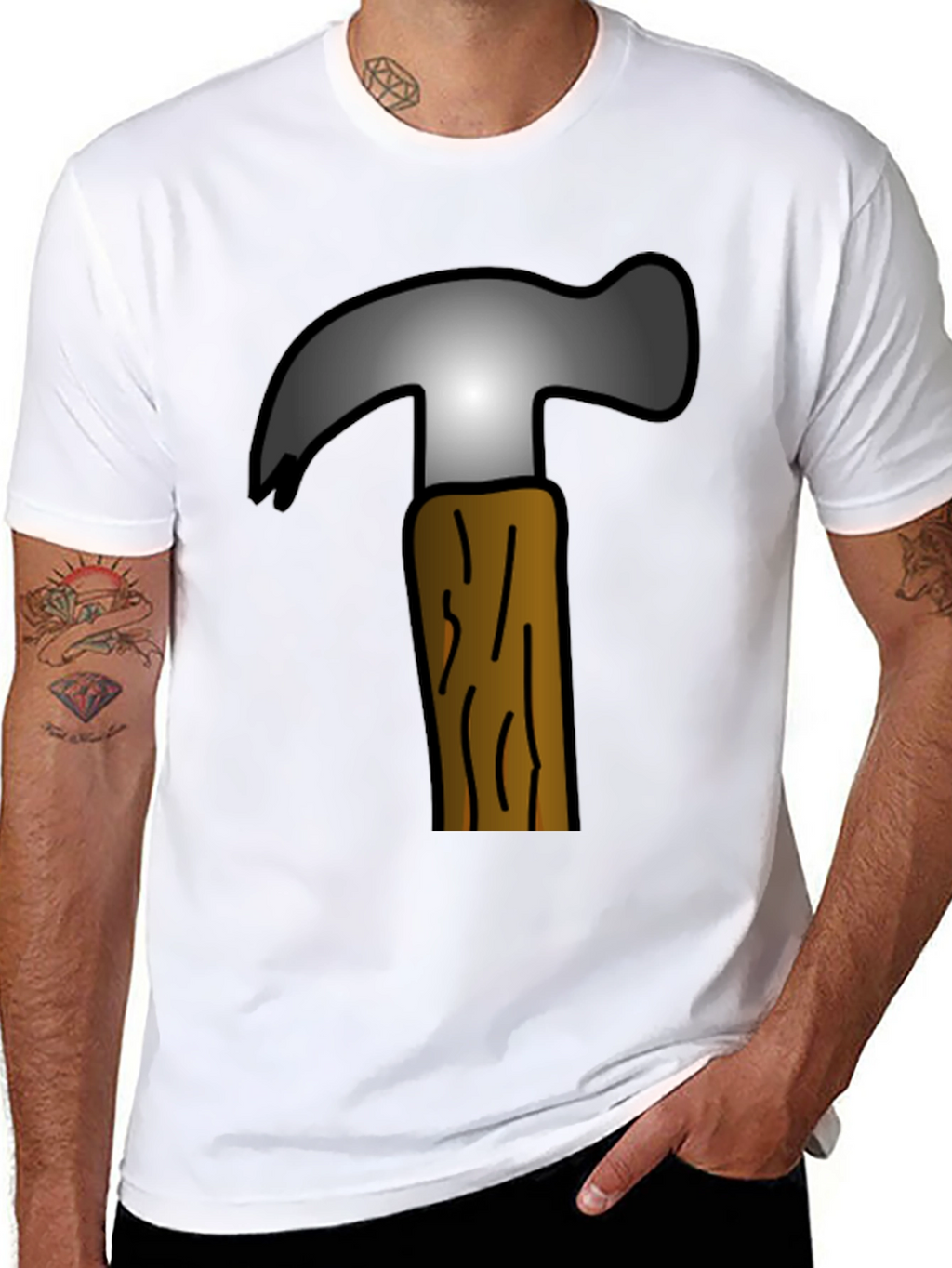 Hammer Graphic Tee - Cartoon Tool Design