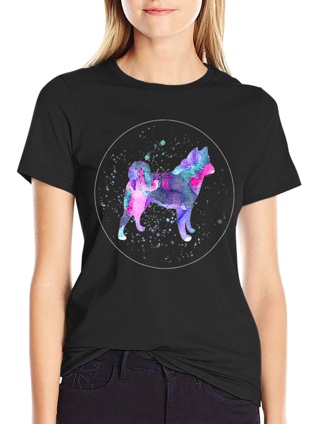 Watercolor Dog Silhouette Graphic T-Shirt