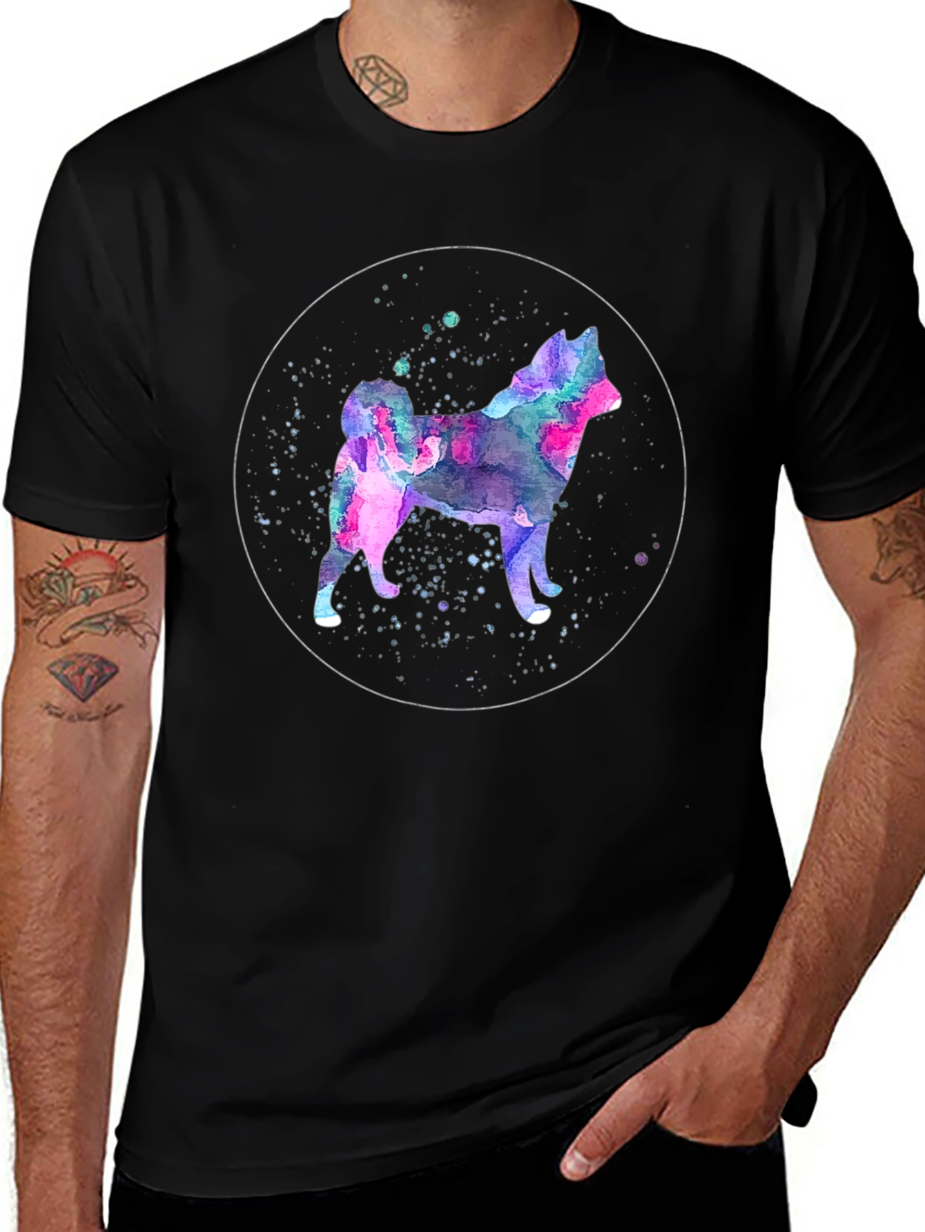 Watercolor Dog Silhouette Graphic T-Shirt
