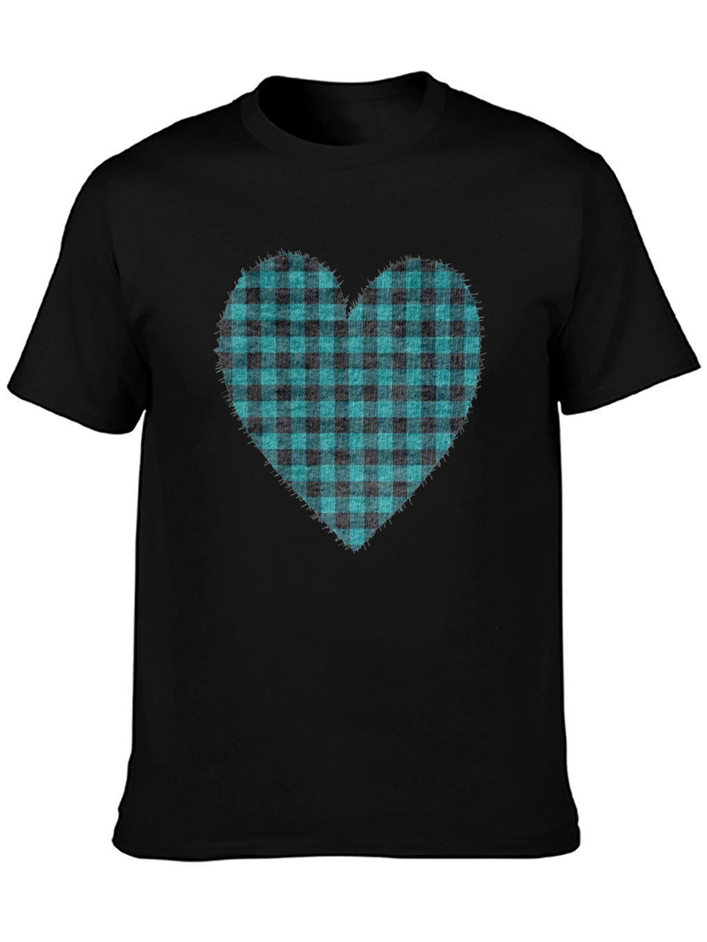 Buffalo Plaid Heart Tee - Trendy Graphic T-Shirt