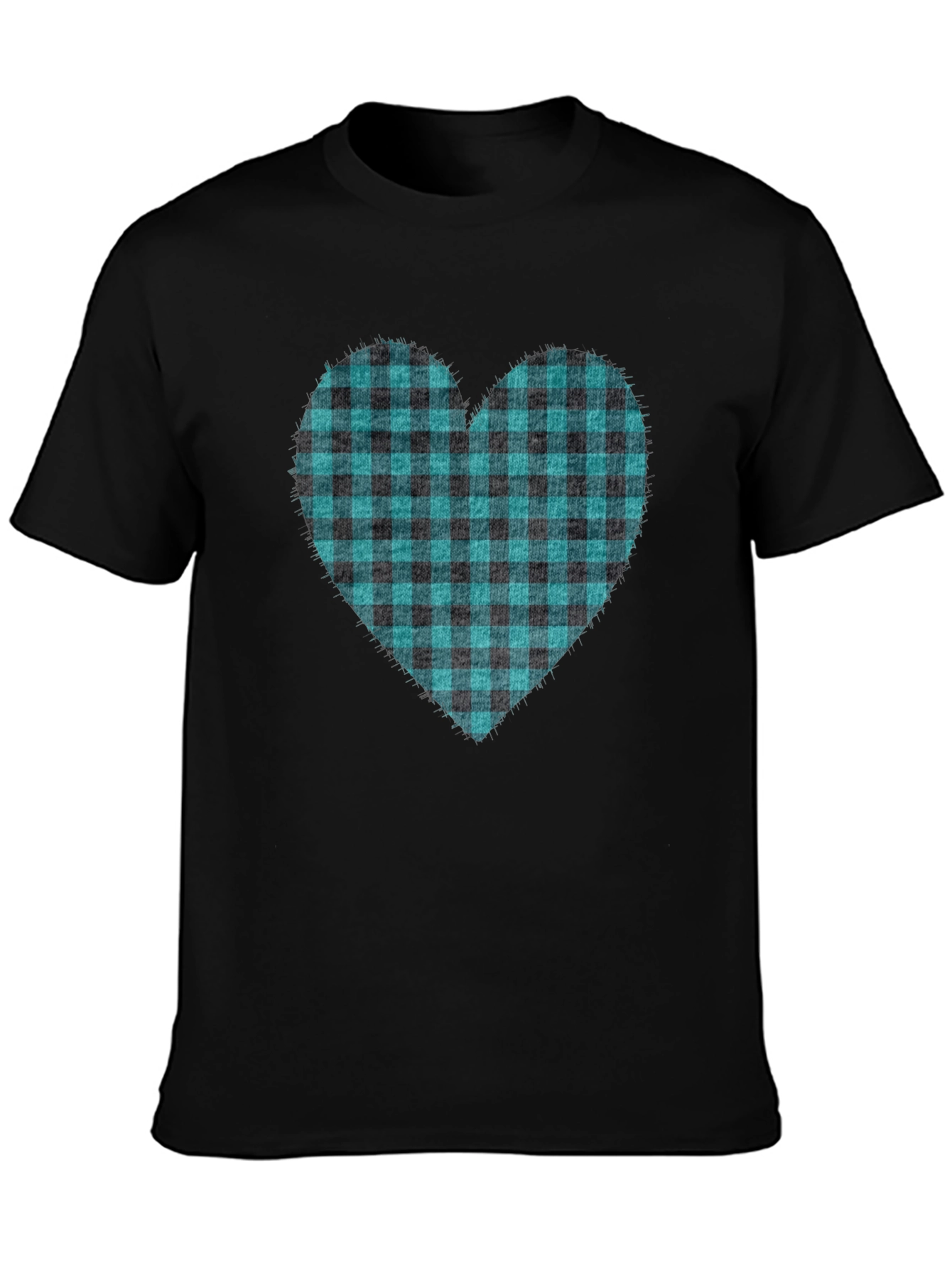 Buffalo Plaid Heart Tee - Trendy Graphic T-Shirt