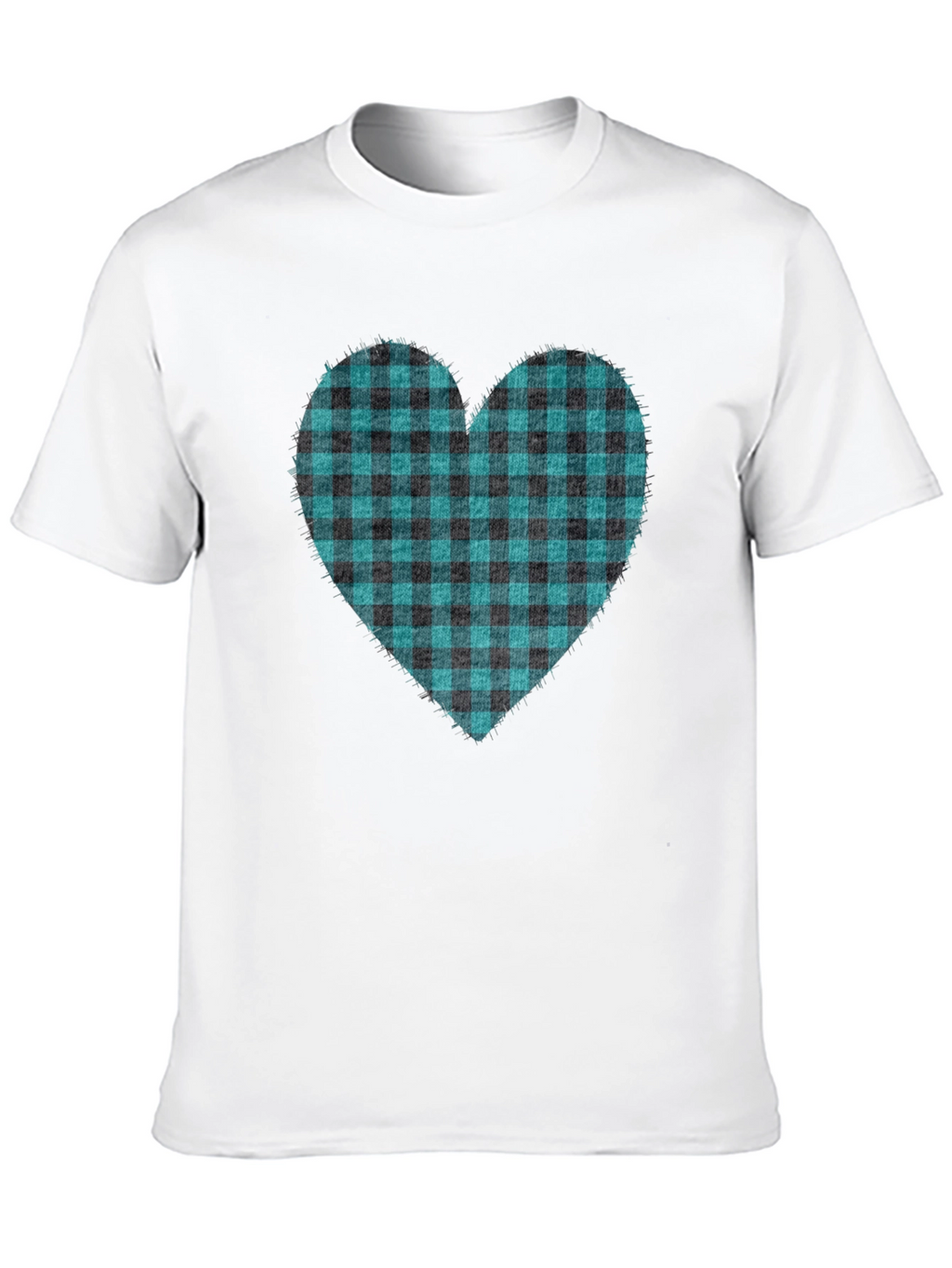 Buffalo Plaid Heart Tee - Trendy Graphic T-Shirt