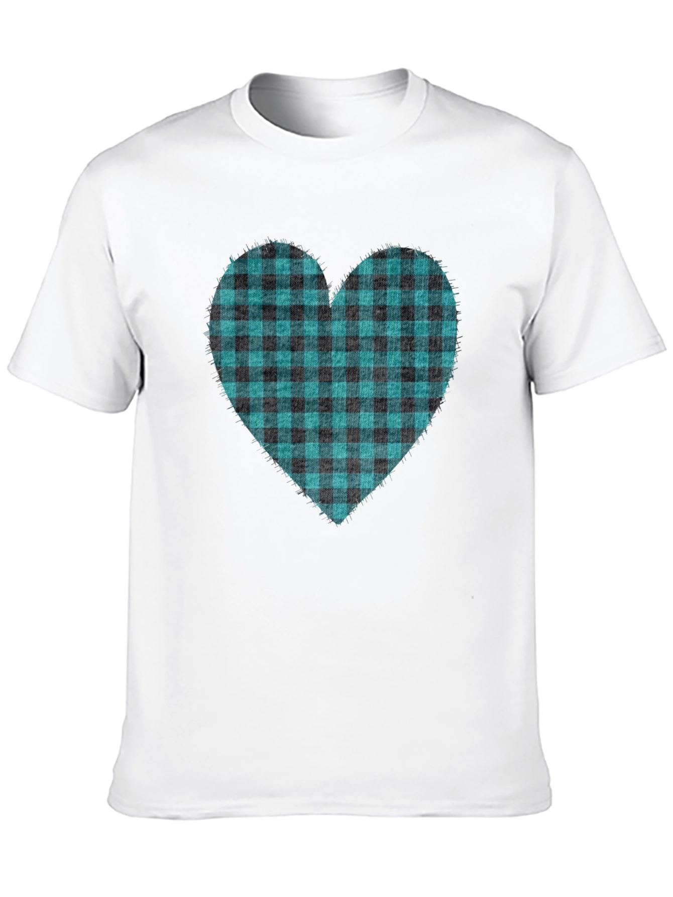 Buffalo Plaid Heart Tee - Trendy Graphic T-Shirt