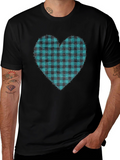 Buffalo Plaid Heart Tee - Trendy Graphic T-Shirt