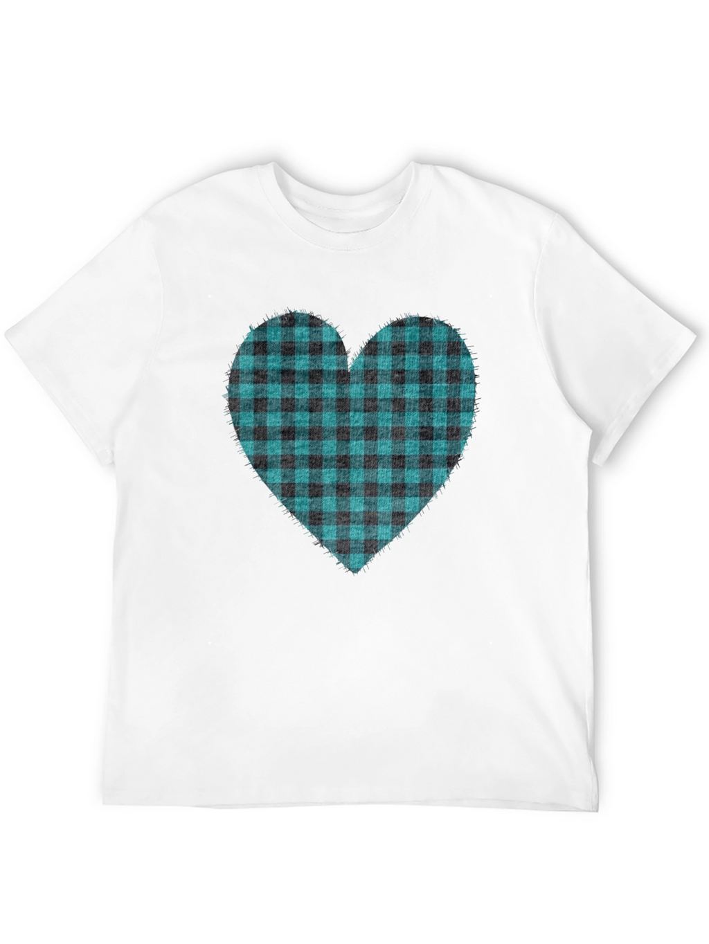 Buffalo Plaid Heart Tee - Trendy Graphic T-Shirt