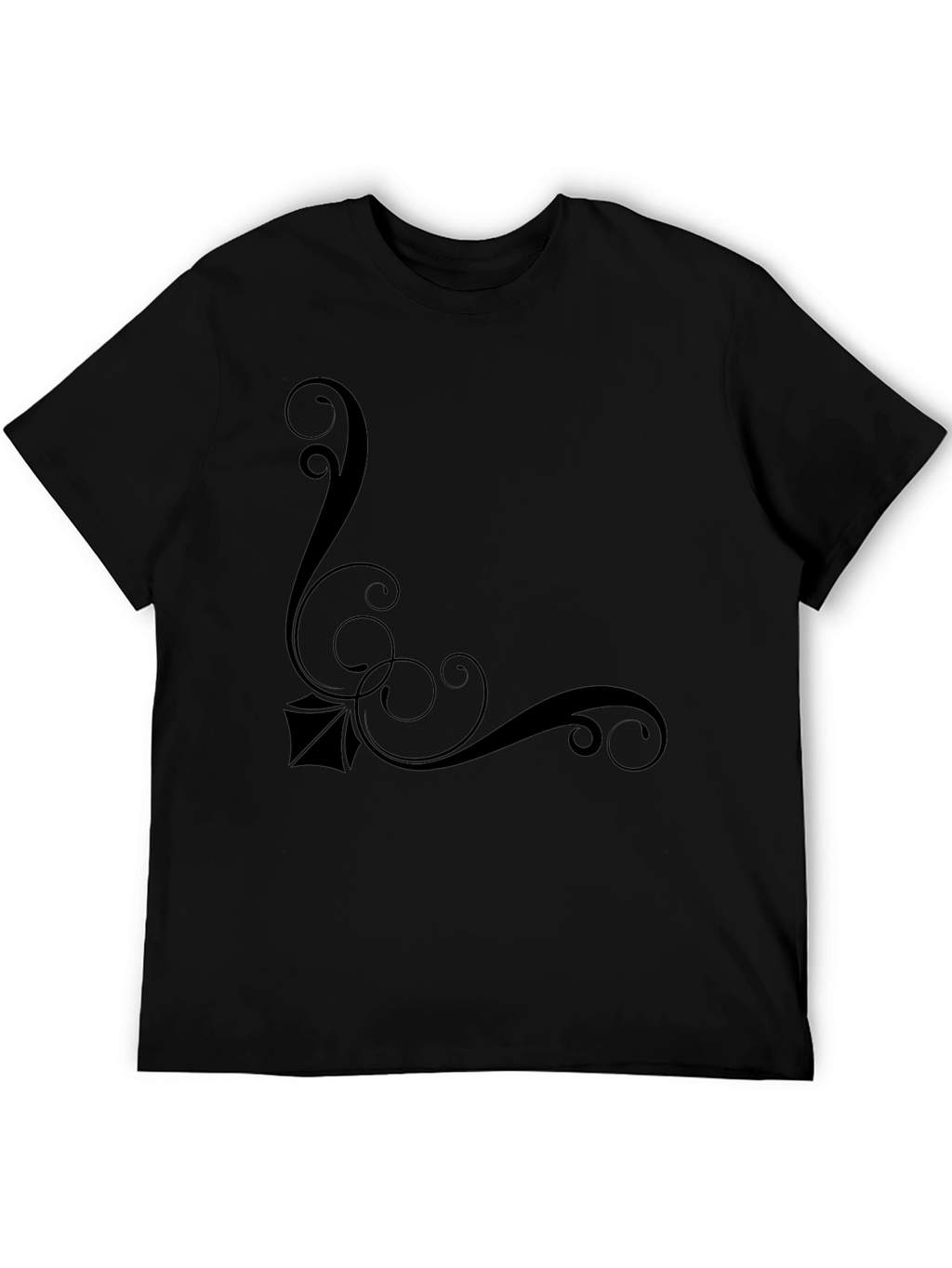 Elegant Black T-Shirt with Swirl Design