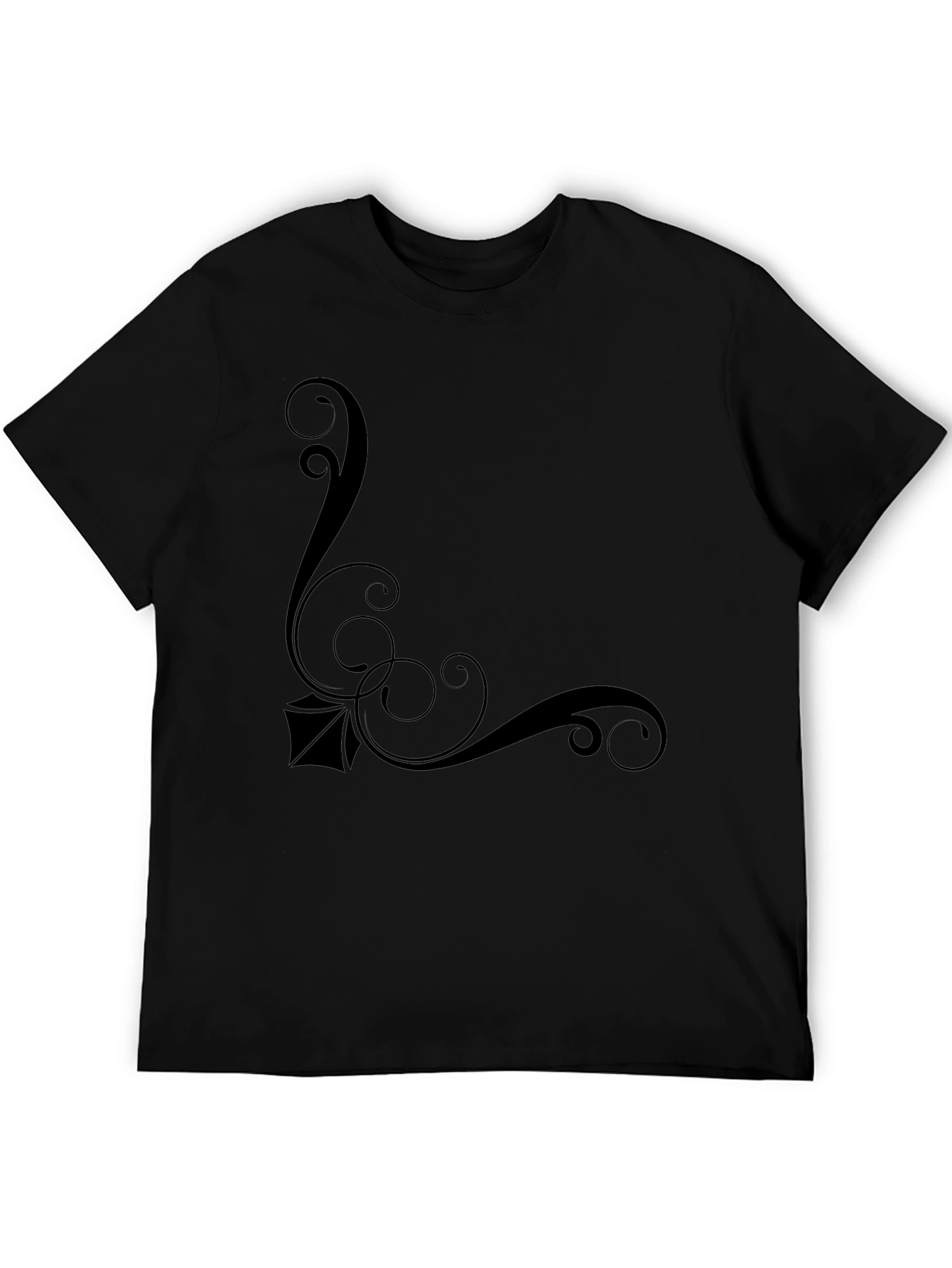 Elegant Black T-Shirt with Swirl Design