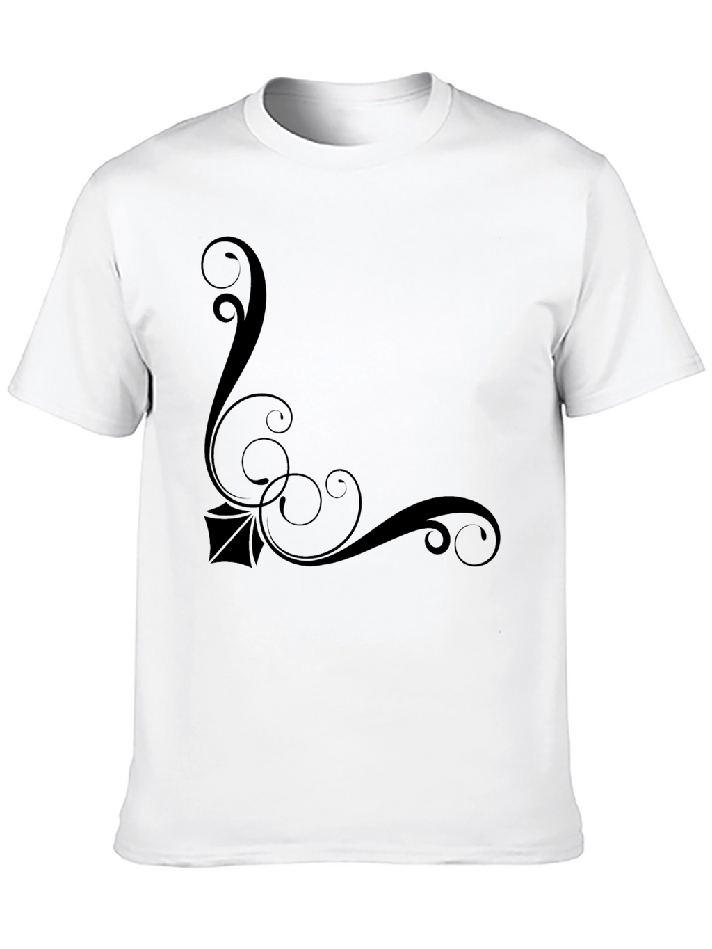 Elegant Black T-Shirt with Swirl Design