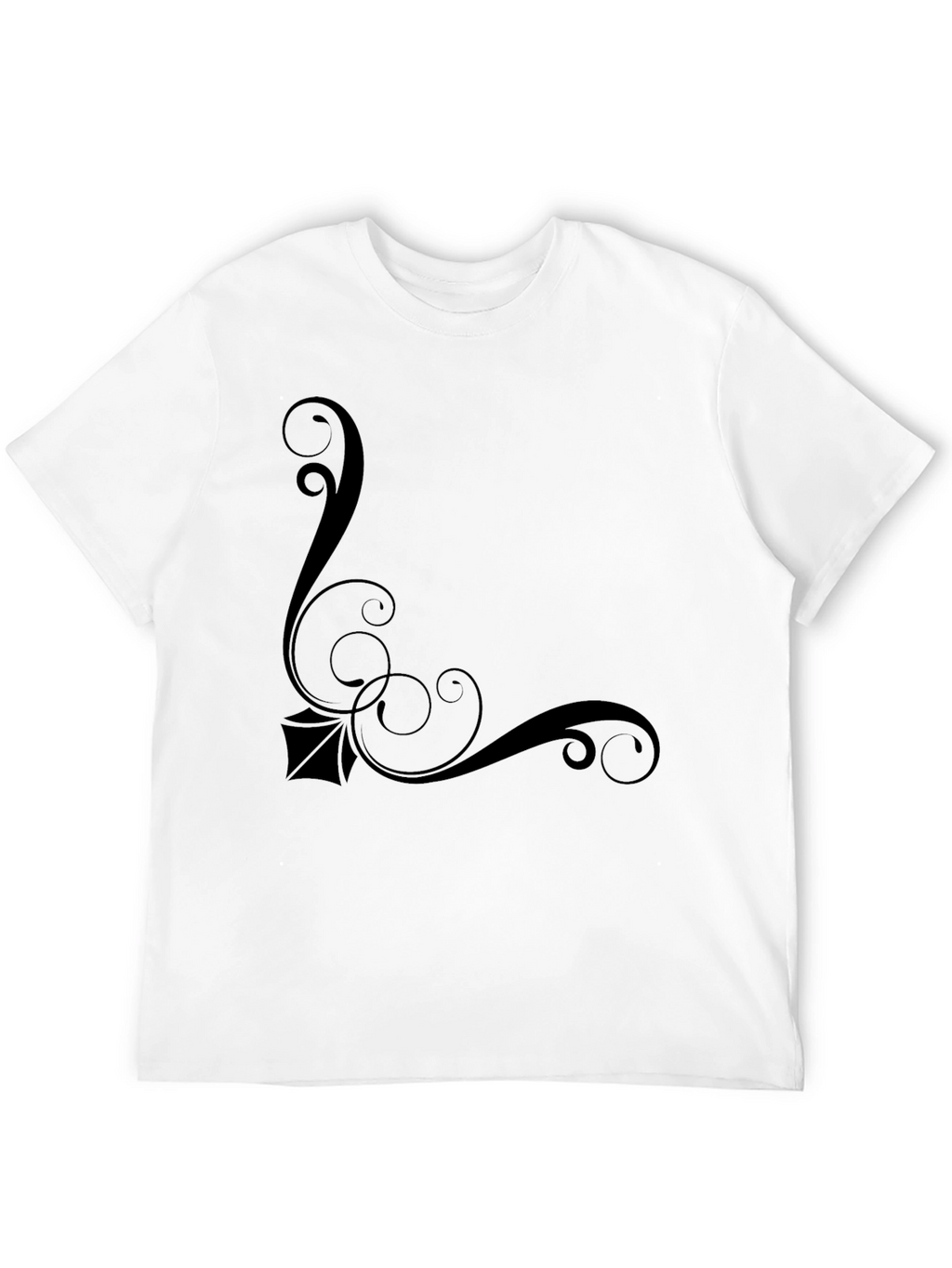 Elegant Black T-Shirt with Swirl Design