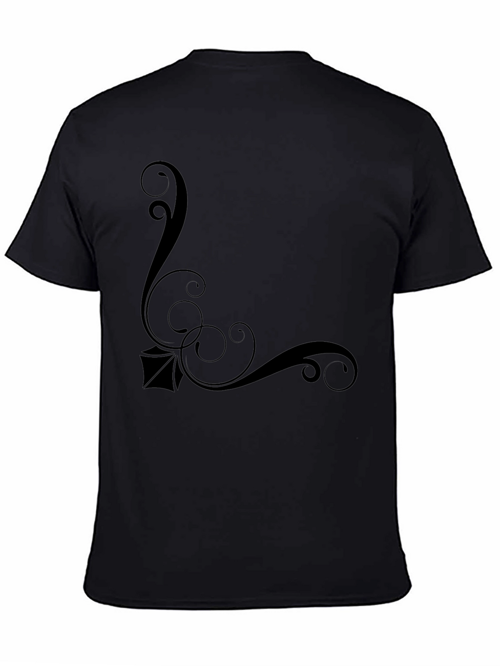Elegant Black T-Shirt with Swirl Design
