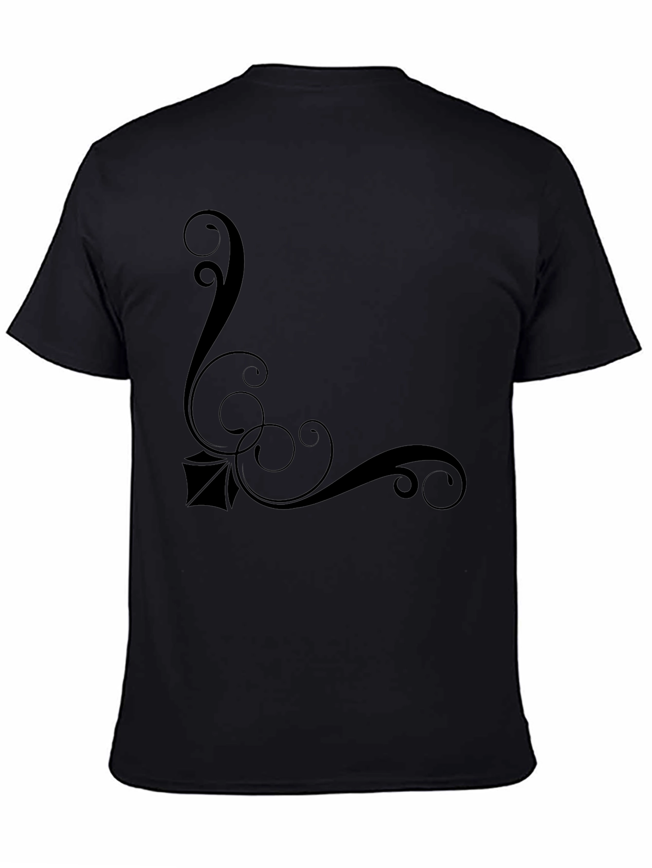 Elegant Black T-Shirt with Swirl Design