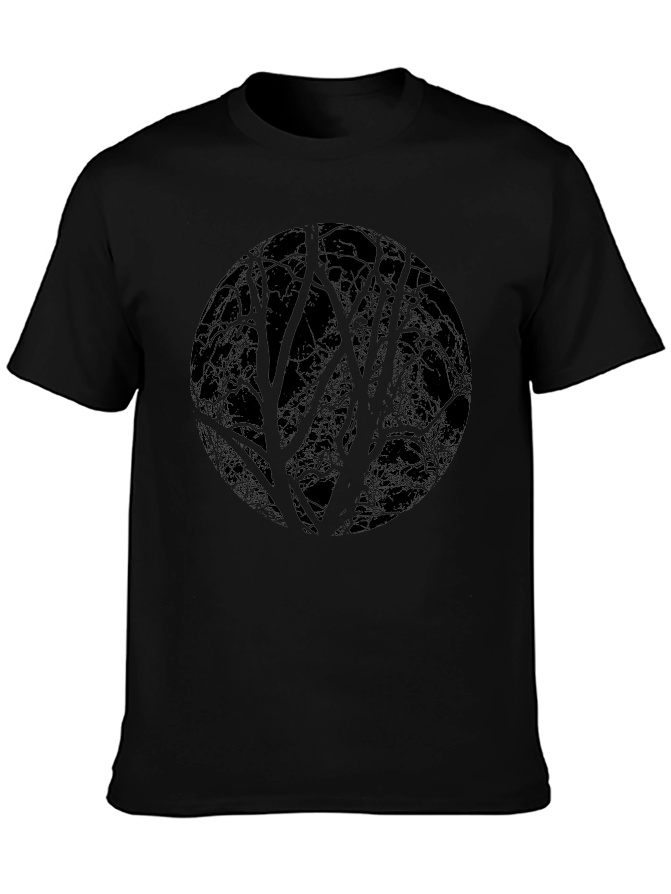 Abstract Tree Circle Black T-Shirt