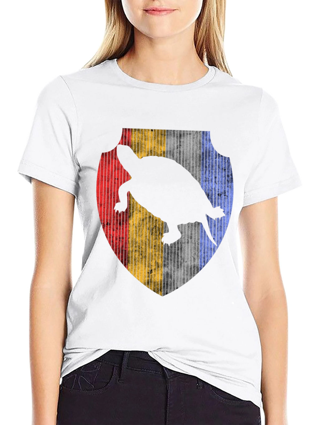 Turtle Silhouette Shield Graphic Tee - Black