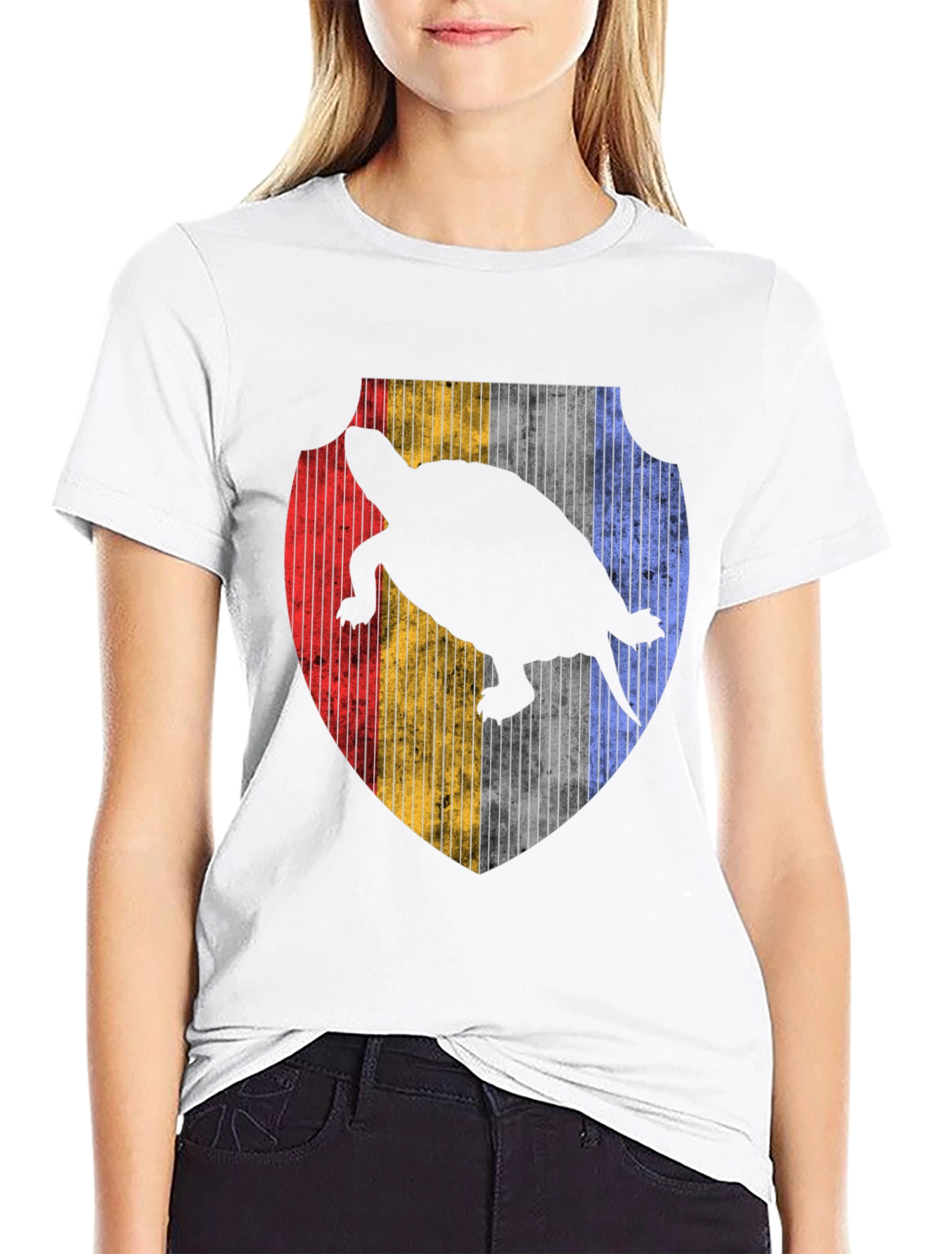 Turtle Silhouette Shield Graphic Tee - Black