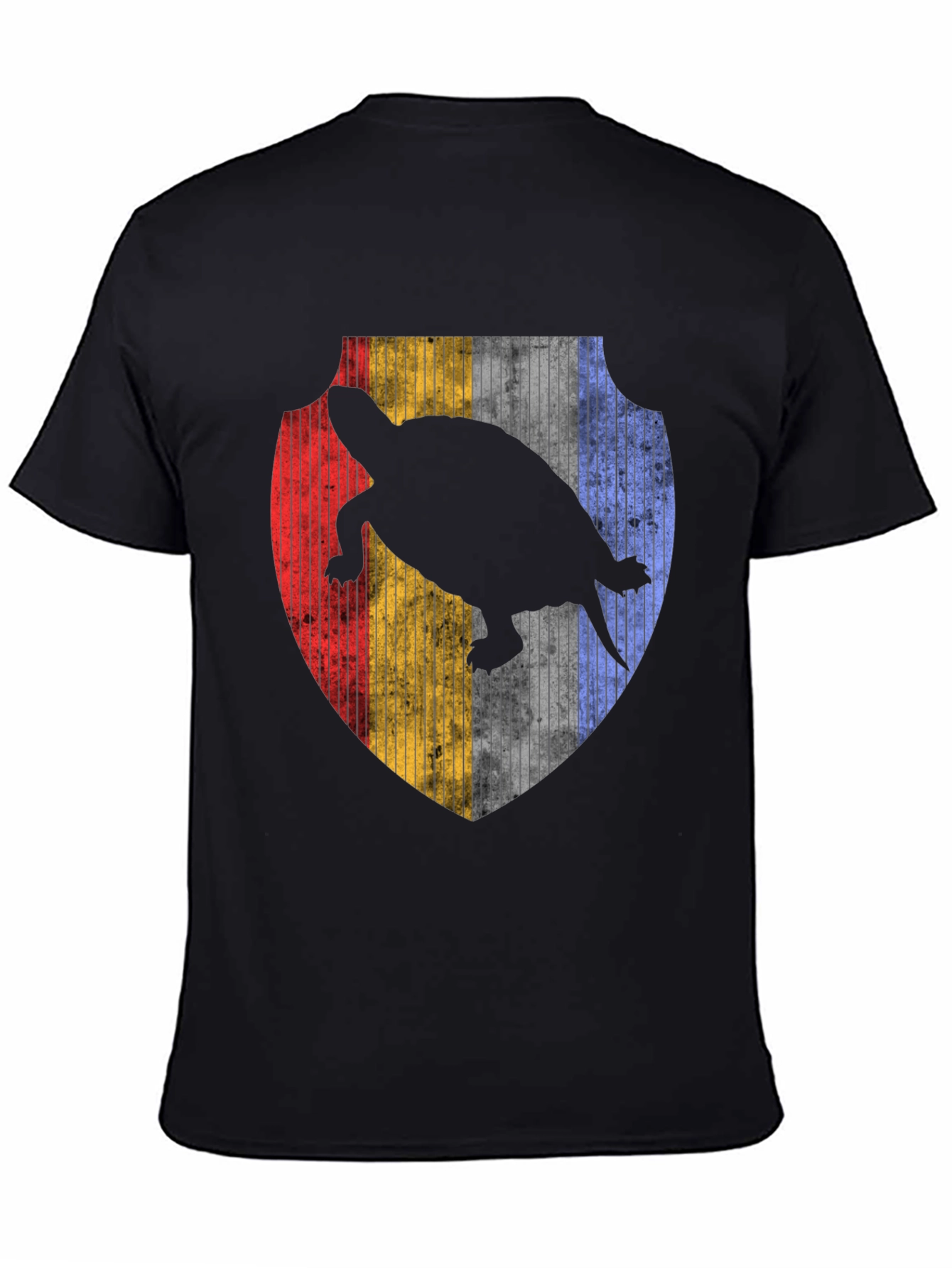 Turtle Silhouette Shield Graphic Tee - Black
