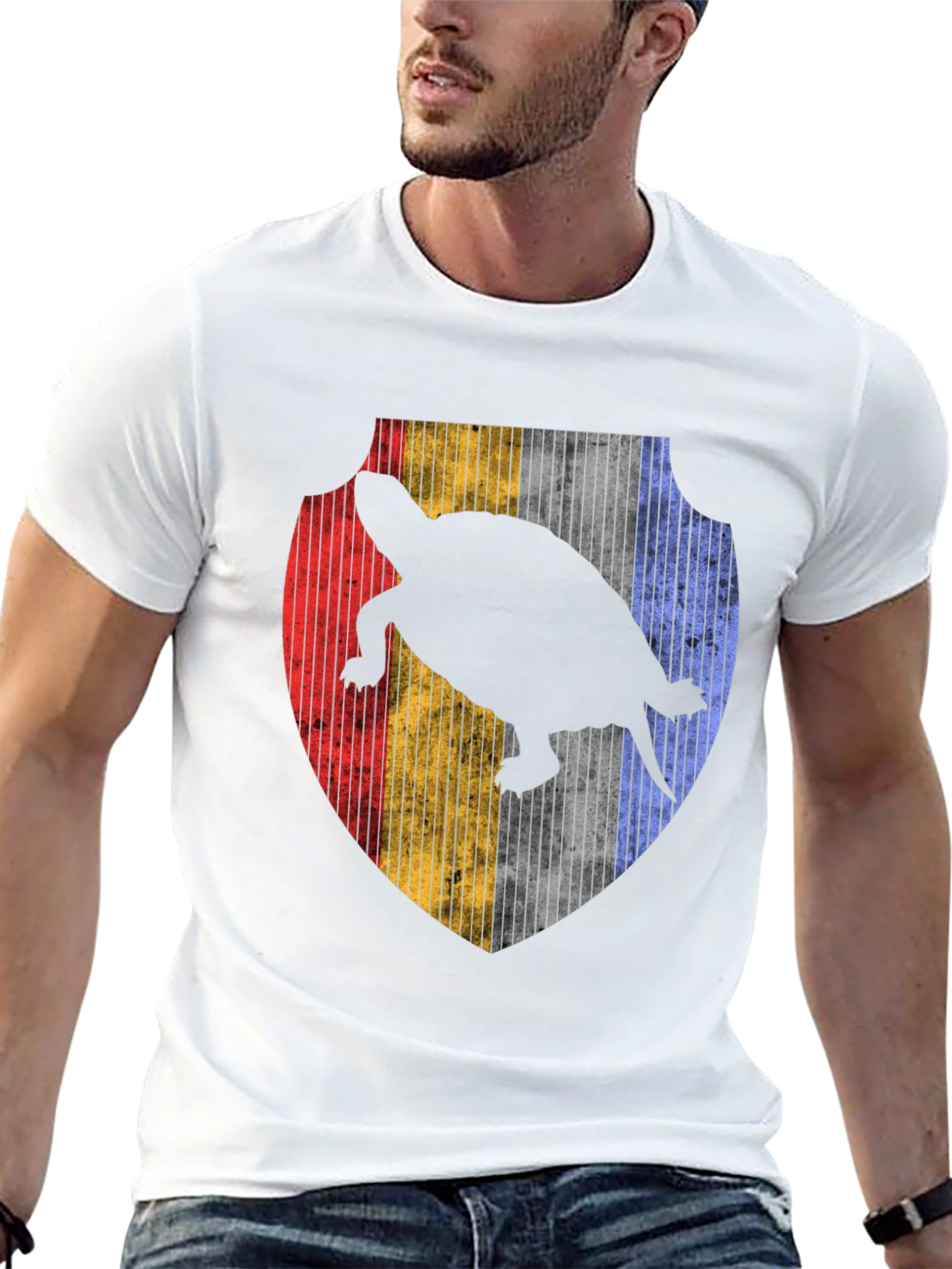 Turtle Silhouette Shield Graphic Tee - Black