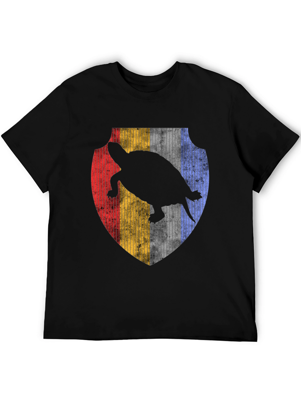 Turtle Silhouette Shield Graphic Tee - Black