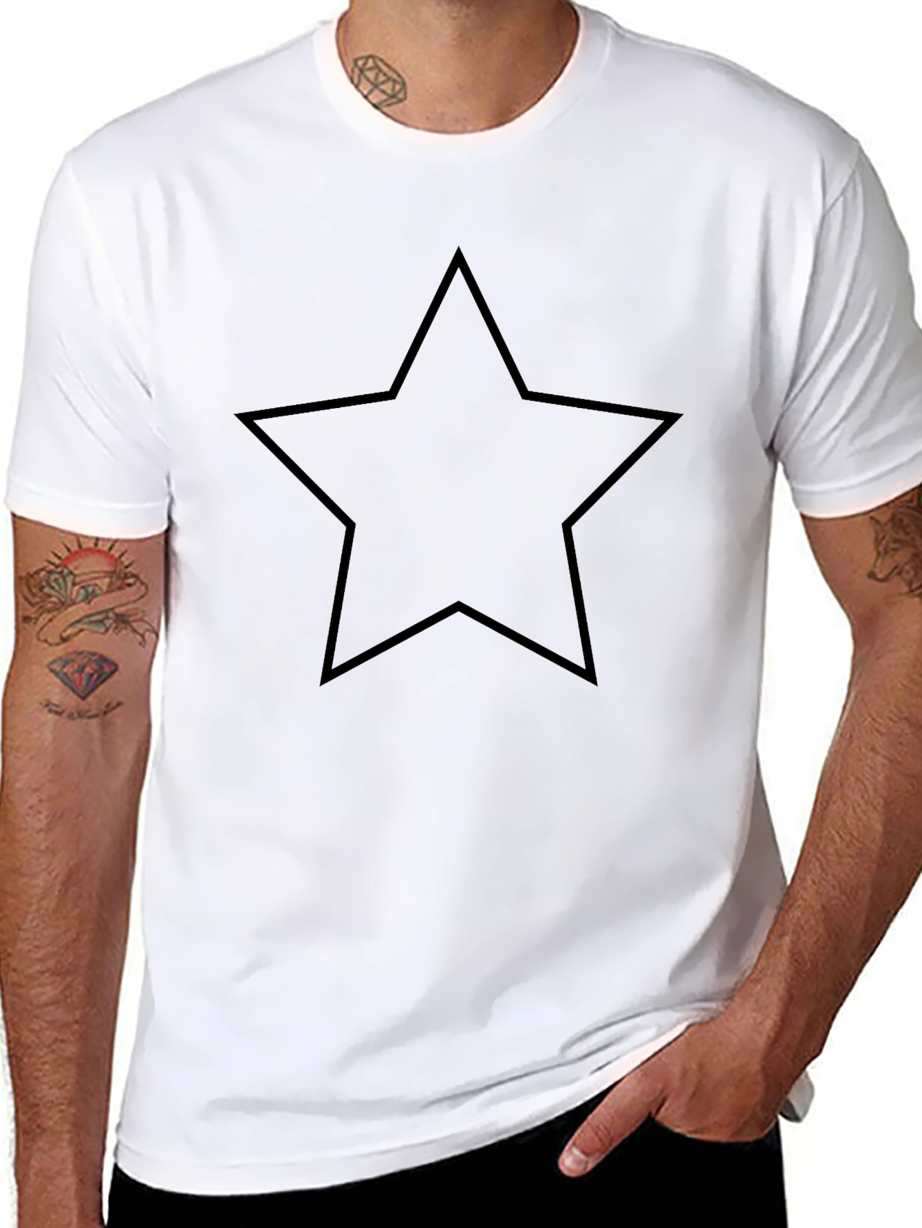 Star Graphic Black T-Shirt - Mens Casual Tee