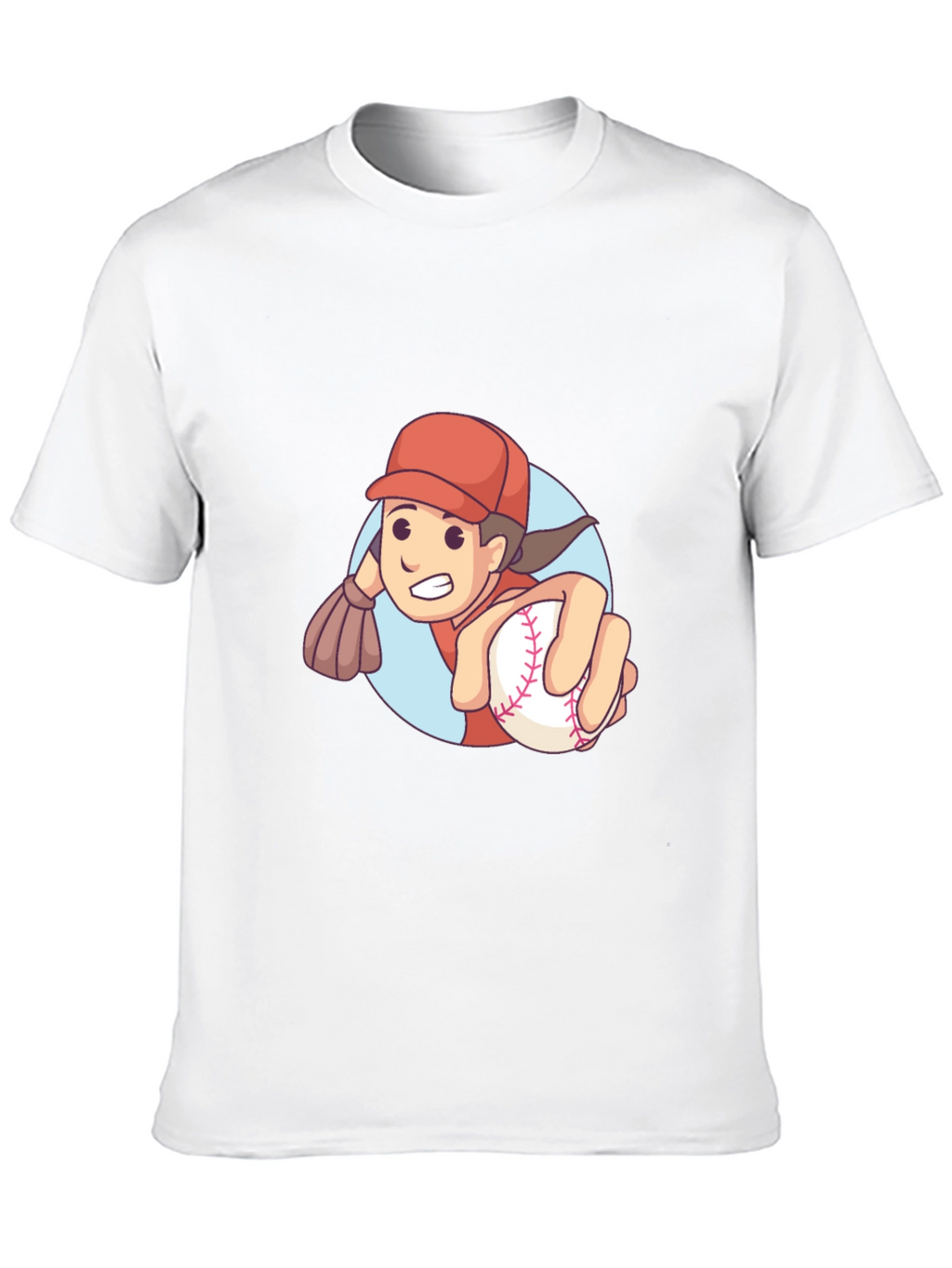 Cartoon Baseball Player Graphic T-Shirt