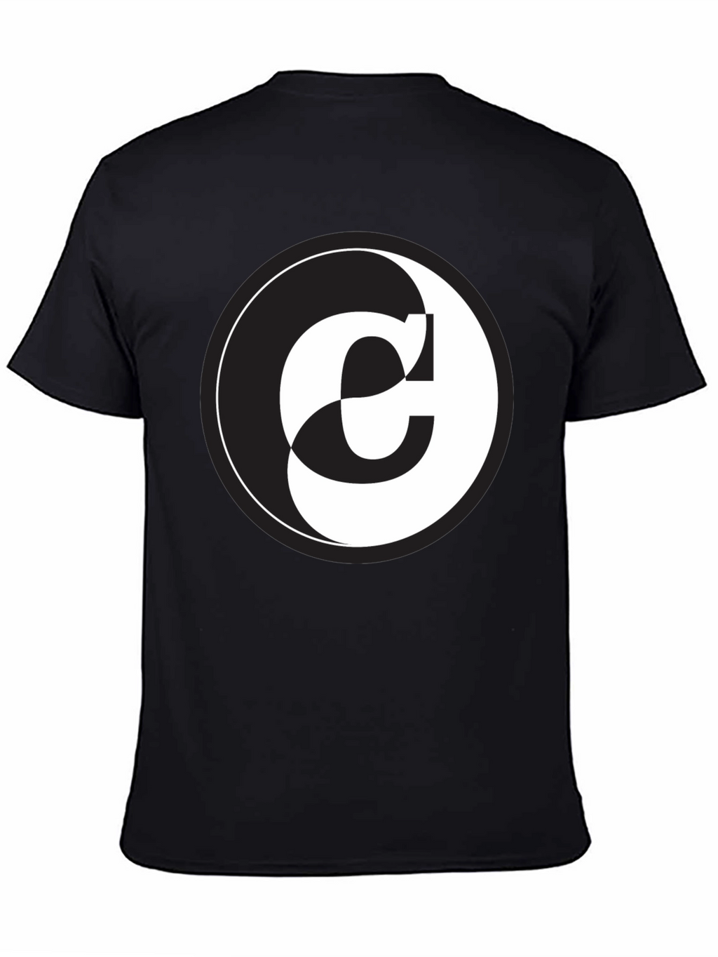 Yin Yang C Letter Graphic Black T-Shirt