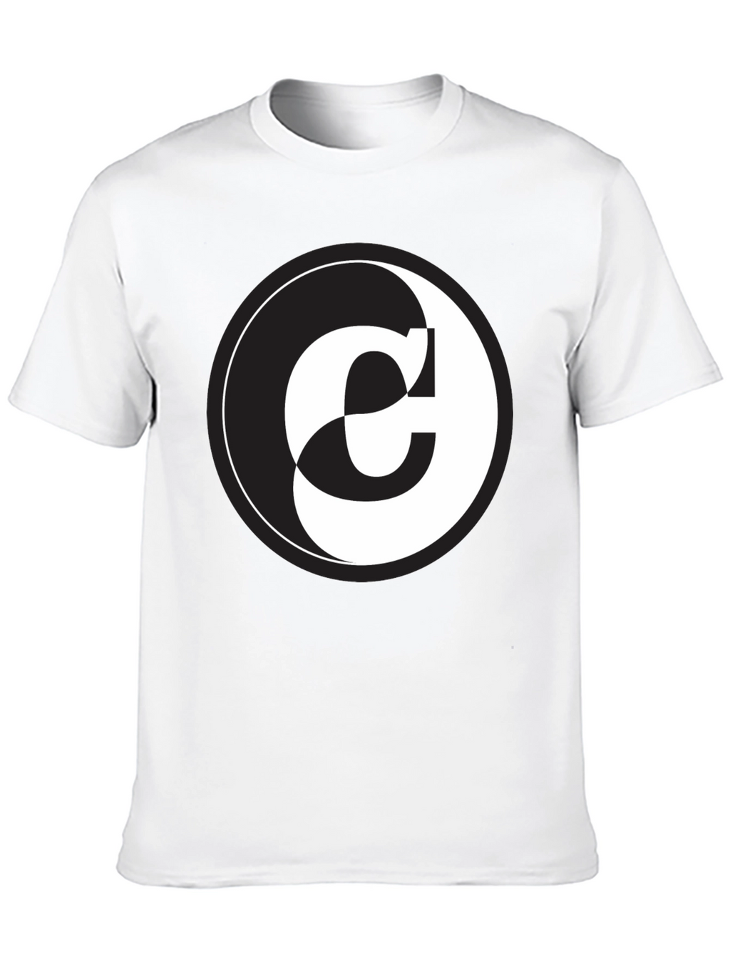 Yin Yang C Letter Graphic Black T-Shirt